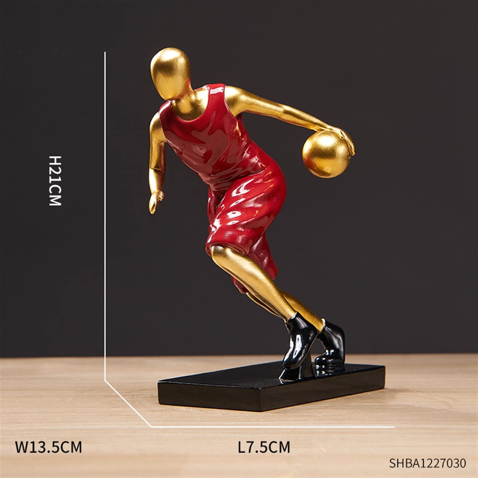 Resin Basketball Player Statue - Modern Home & Desk Decor for Basketball Lovers (Red) - Perfect Gift for Sports Fans
