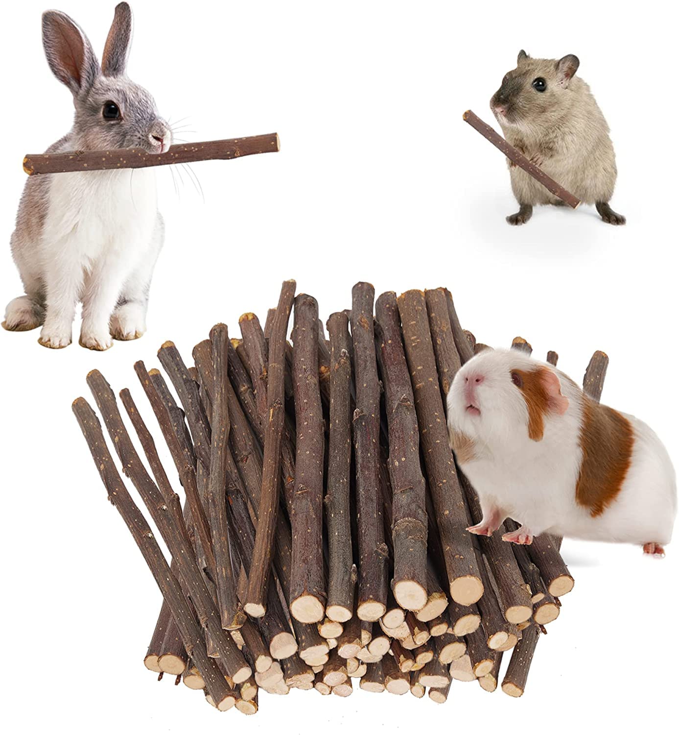 600g Natural Apple Wood Chew Sticks for Rabbits, Guinea Pigs, Chinchillas & Small Pets - 150 Count Dental Treats for Healthy Teeth | Perfect for Cage Enrichment & Chewing Needs