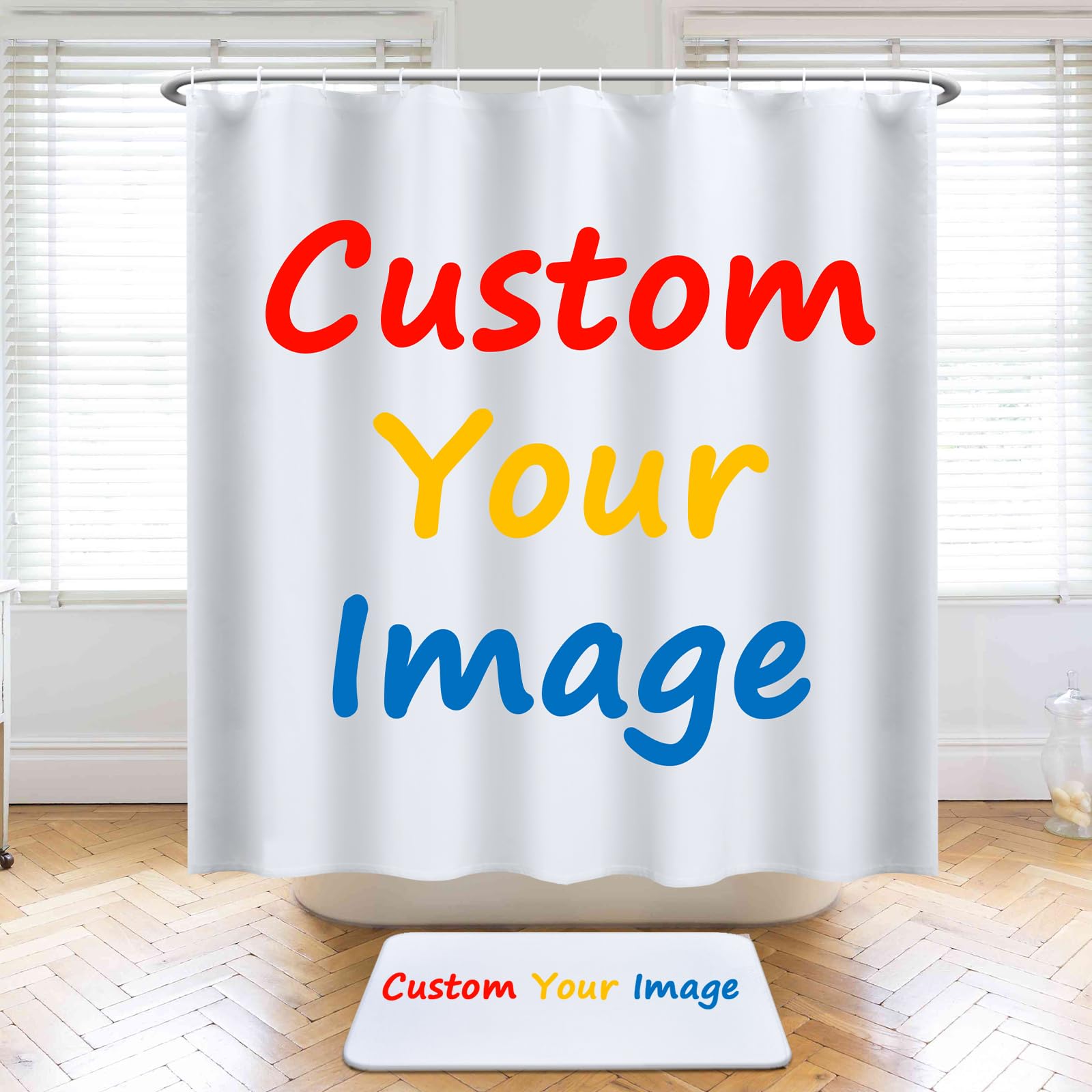 Livole Custom Personalized Funny Shower Curtain Set - Waterproof Bathroom Decor with 12 Hooks & Matching Rug (36x72 Inches) - Perfect for Home, Apartment, and Dorm Bathroom Decorations