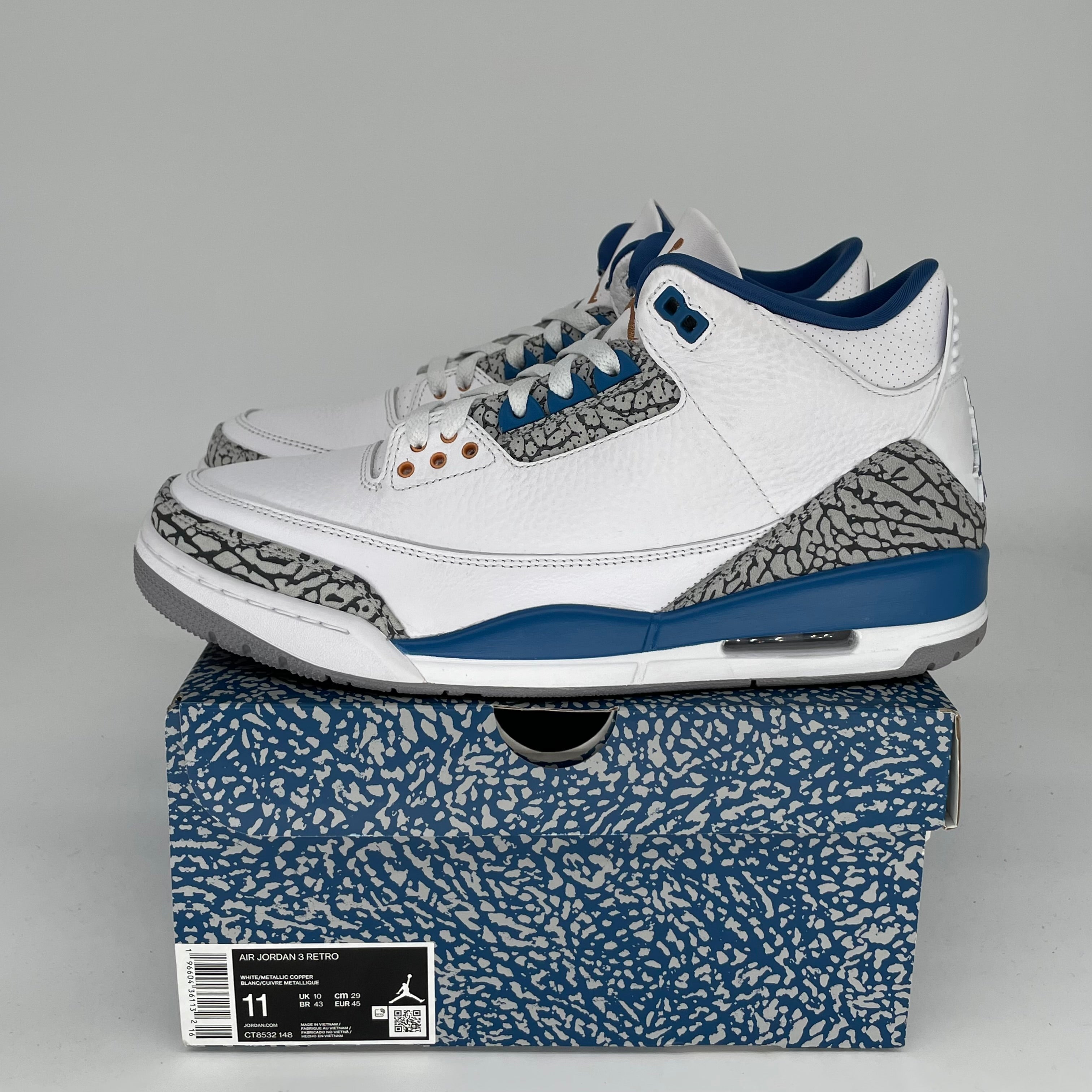 AIR JORDAN 3 Retro Wizards Basketball Shoes Men's Size 11 - Style CT8532-148 | Authentic NBA Sneakers for Streetwear & Basketball Games