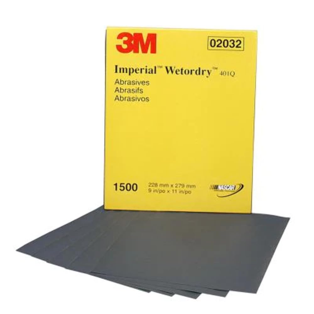 3M Imperial Wetordry Sandpaper Sheets 213q - 50-Pack (P1500 Grit) - Premium Wet or Dry Sanding for Wood, Metal & Auto Body - Ideal for DIY Projects & Professional Finishing
