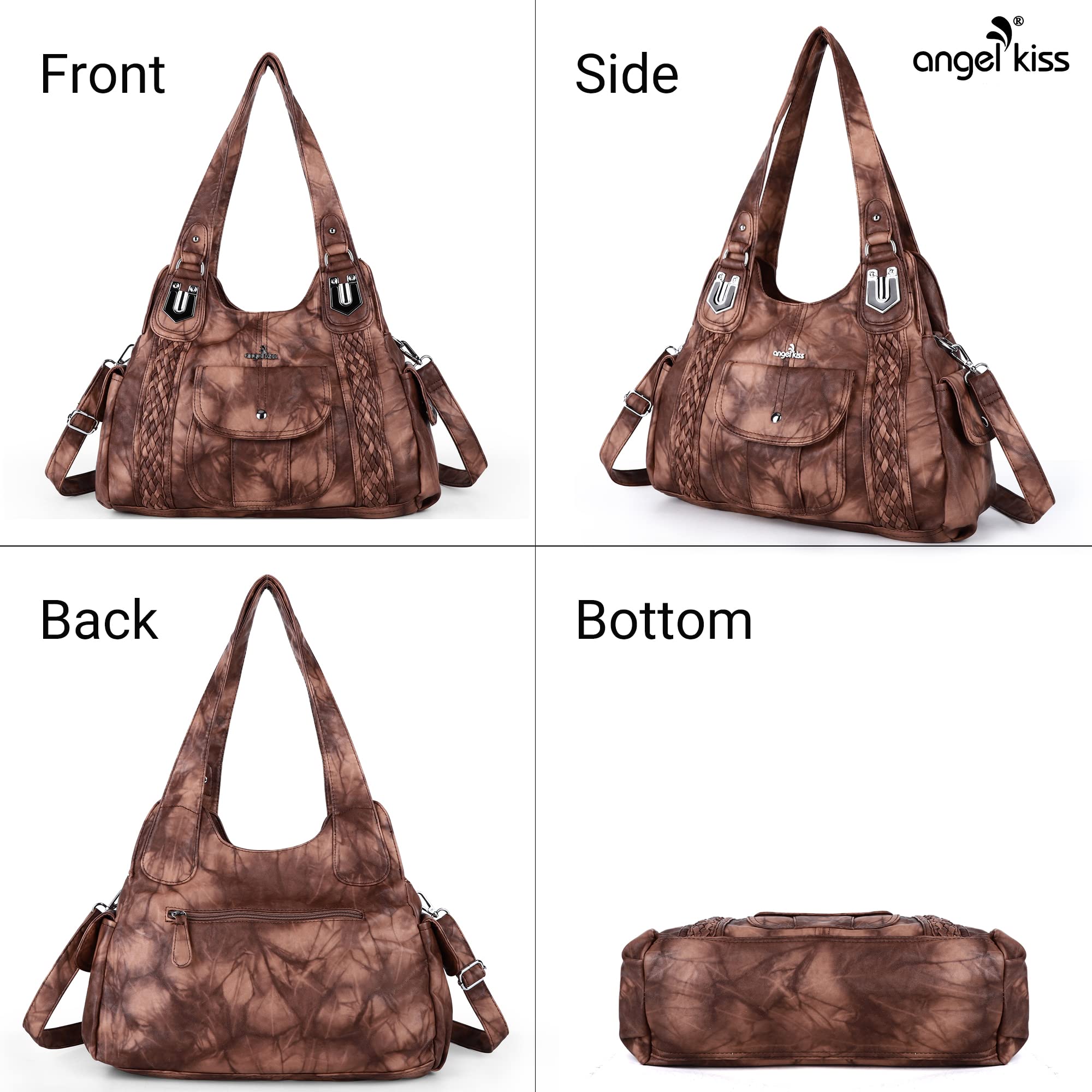 Angelkiss Women's Vegan Leather Crossbody Bag - Stylish Hobo Satchel Shoulder Tote Purse for Work, Travel & Everyday Use