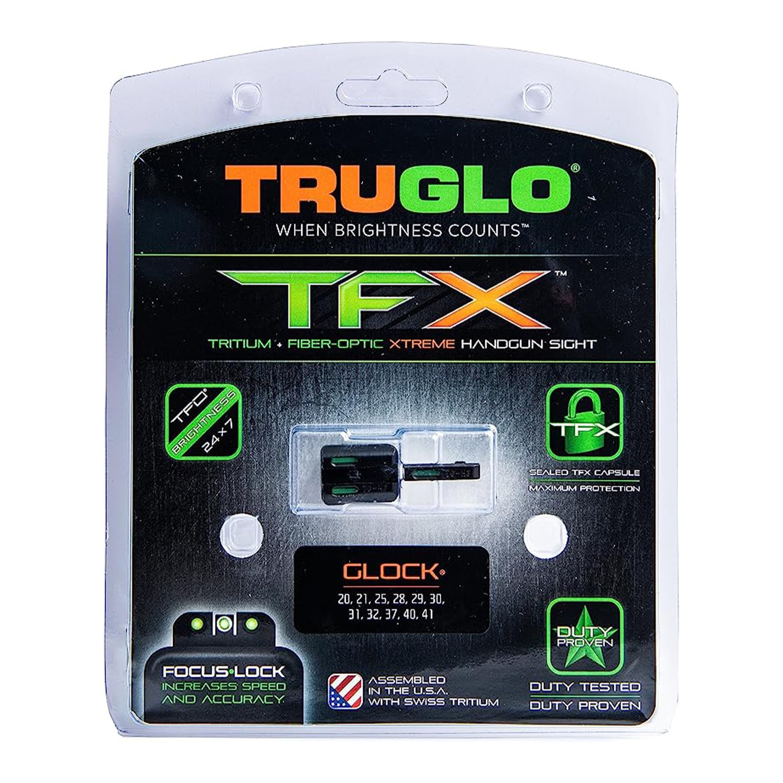 TRUGLO TFX Handgun Sight - Durable Shock-Resistant Compact Tritium & Fiber-Optic Sight for Pistols - Bright Day/Night Visibility for Home Defense & Tactical Shooting