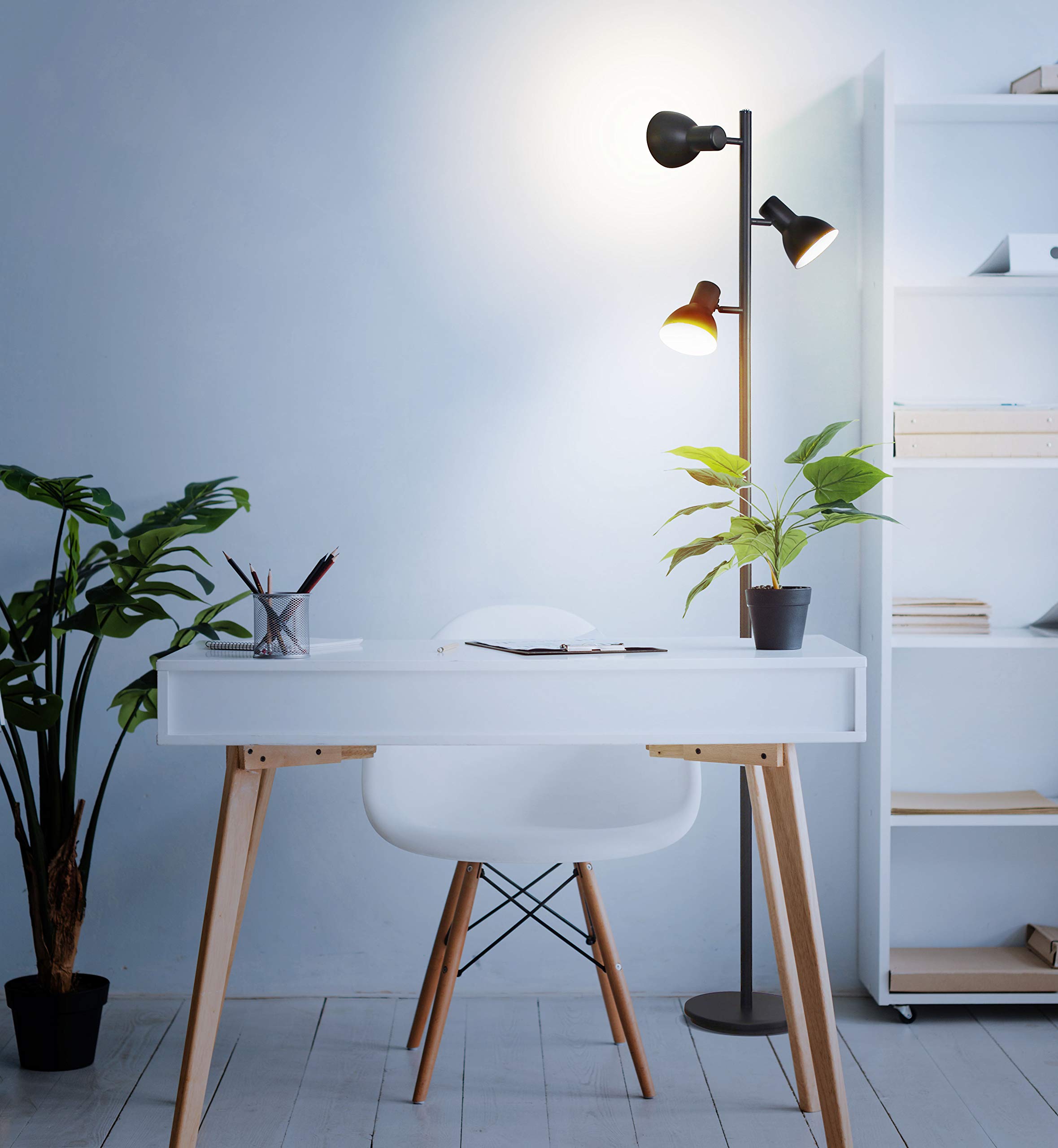 Brightech Ethan Dimmable LED Floor Lamp - Modern Standing Lamp for Bedroom Reading & Living Room Décor, Tall Tree Office Lamp in Black | Perfect for Cozy Nights & Workspace Lighting