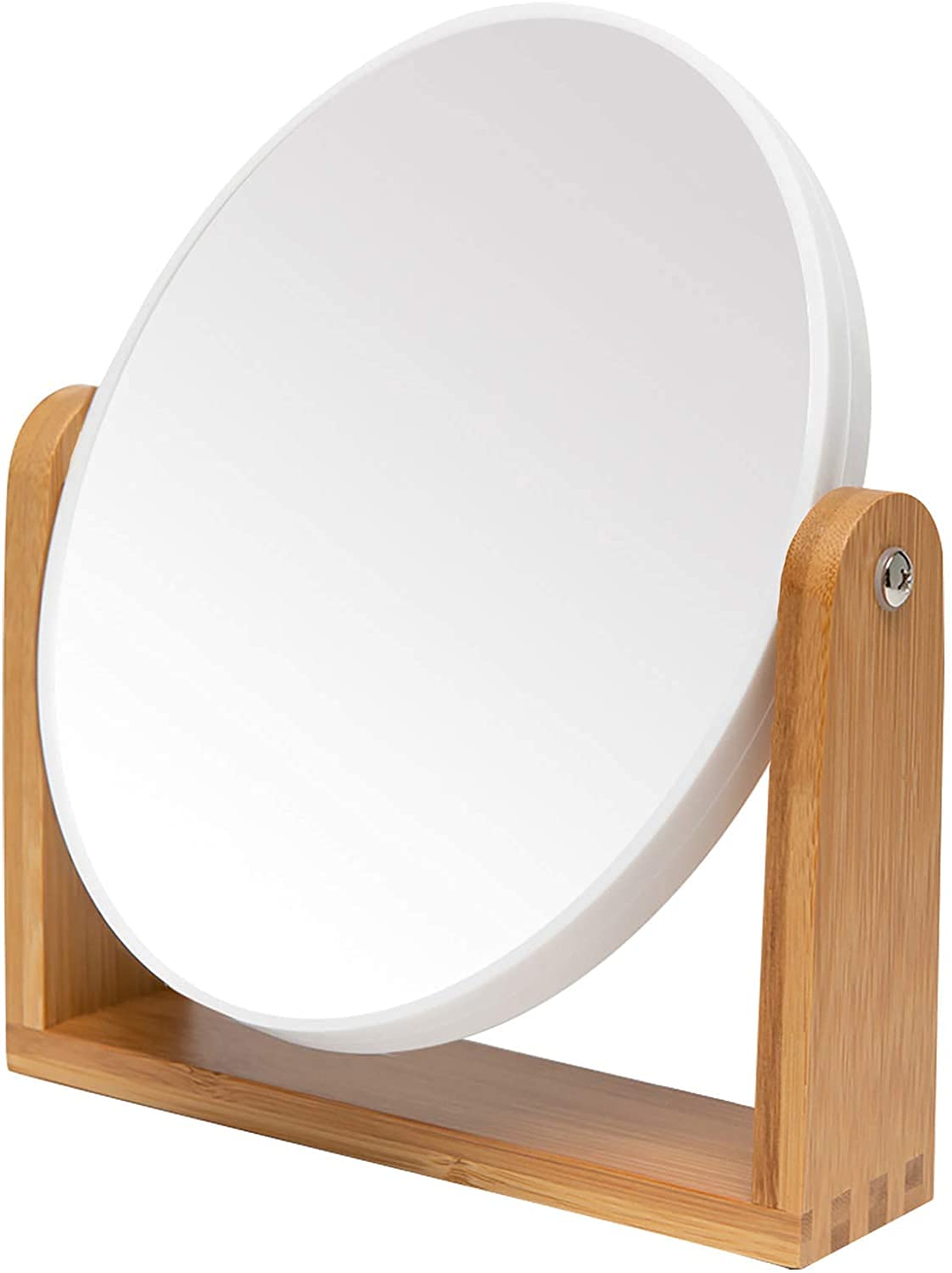 YOUZHILAN Vanity Makeup Mirror with Natural Bamboo Stand - 1X/3X Magnification Double Sided 360° Swivel Mirror for Bathroom, Bedroom & Dressing Table | Portable Desk Countertop Mirror for Shaving, Makeup & Skincare Routine
