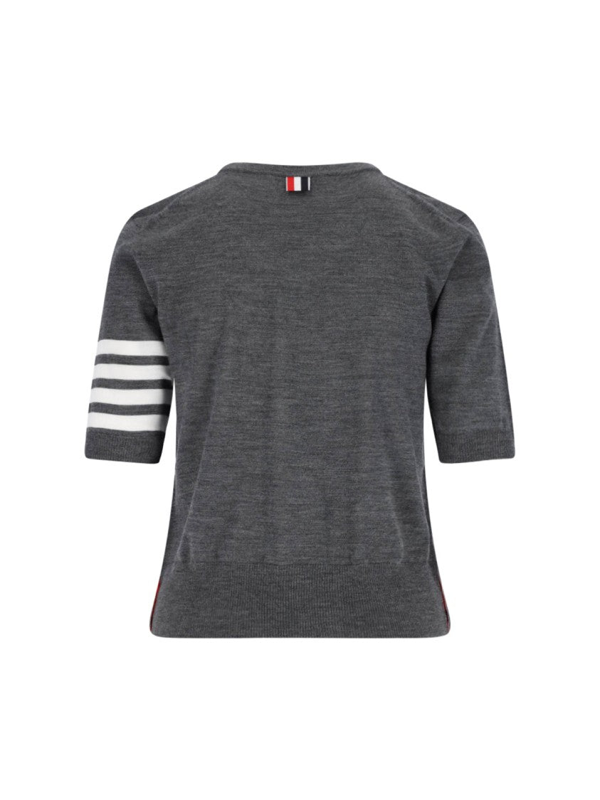 4 Bar Knit Top for Women - Soft Grey Casual Pullover Sweater | Perfect for Layering, Office Wear & Everyday Comfort