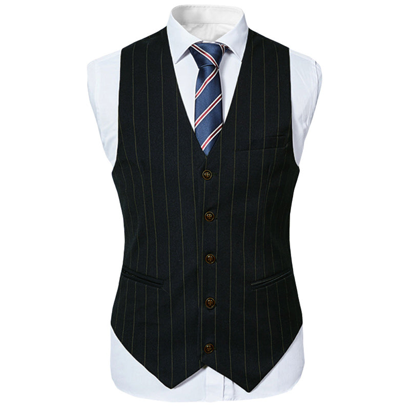Stylish 3-Piece Onyx Black Suit with Stripe Design - Perfect for Business Meetings, Weddings & Formal Events