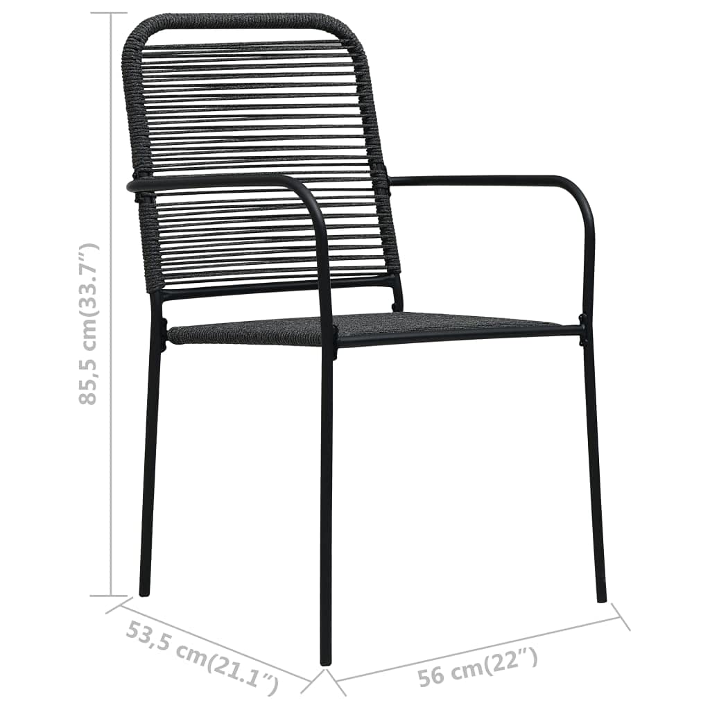vidaXL 5-Piece Patio Dining Set - Outdoor Garden Table & Chairs, Steel Frame with Cotton Rope, Black - Perfect for Backyard, Balcony, Terrace & Poolside Entertaining