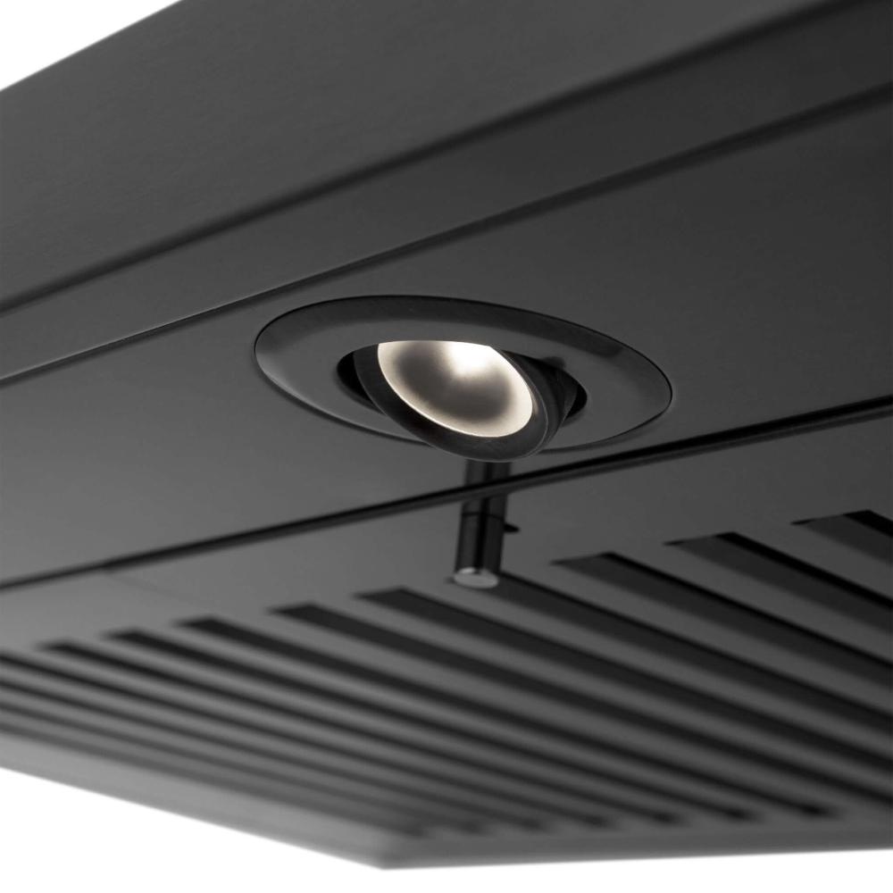 ZLINE Convertible Vent Wall Mount Range Hood - Black Stainless Steel with Crown Molding | Professional Kitchen Exhaust Fan | Perfect for Modern Home Cooking & Baking (BSKBNCRN)
