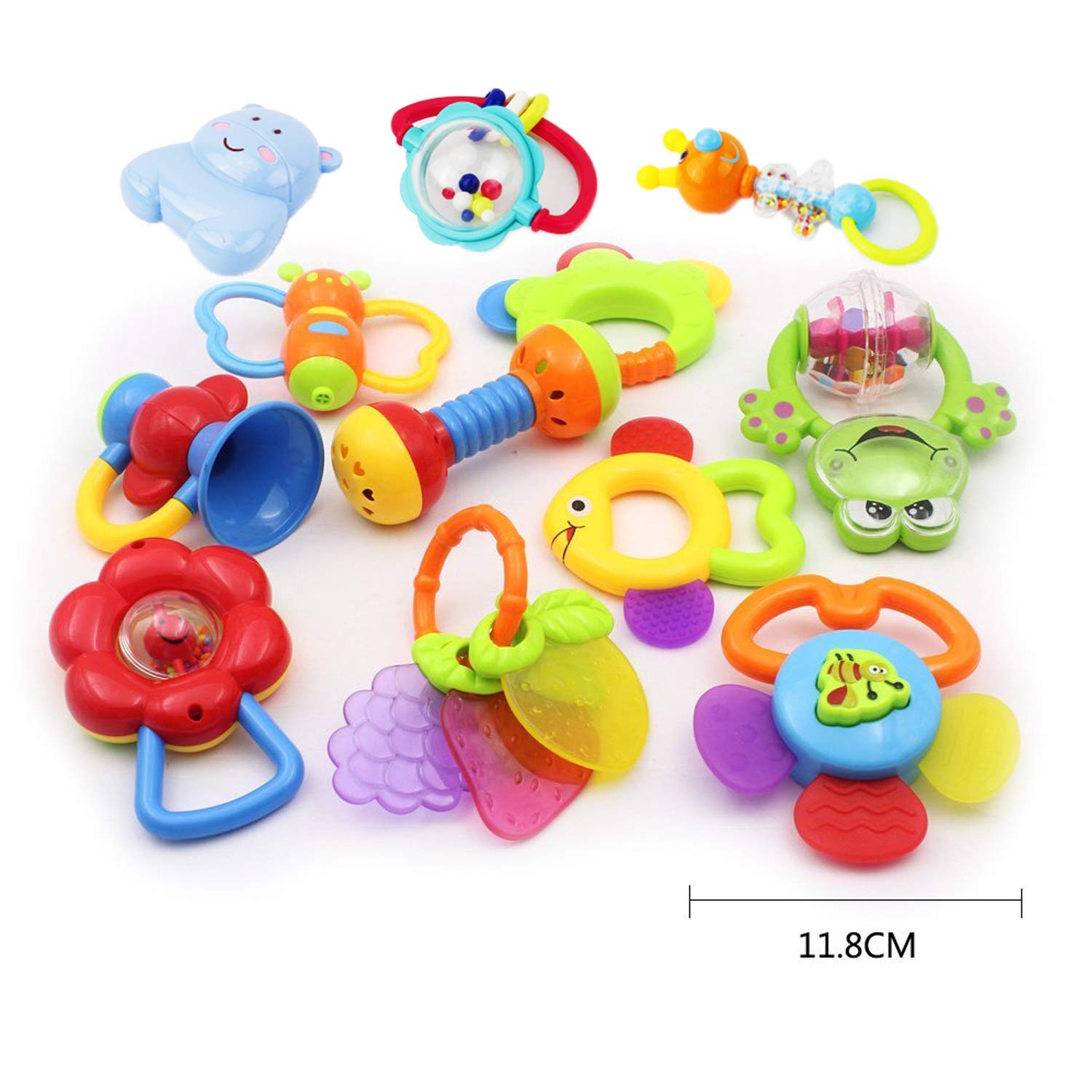WISHTIME Baby Rattles & Teethers - 11pcs Infant Toys for 0-12 Months | Hand Development & Giant Bottle for Girls & Boys | Perfect Newborn Gifts & Playtime