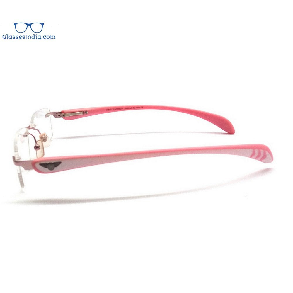 Blue Light Blocking Glasses for Computer & Screen Use - Pink Rimless Anti Eye Strain Glasses PF2257PK - Perfect for Office, Gaming & Digital Eye Fatigue Relief