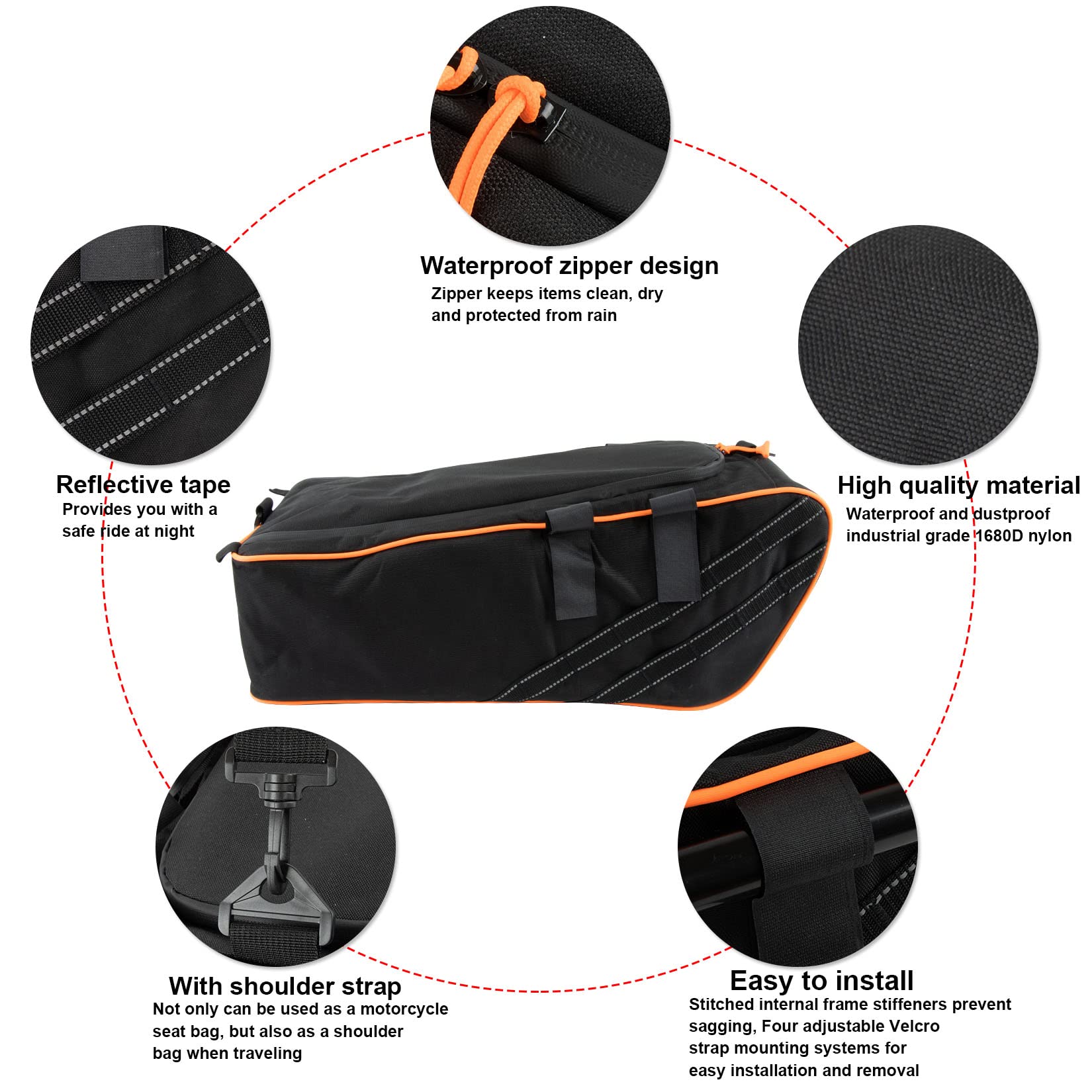Ruckus Scooter Under Seat Storage Bag - Universal Fit for All Ruckus Models 2010-2022 | Side Frame Saddle Bag with Shoulder Straps | Waterproof Cargo Container for Motorcycle Luggage & Accessories | Perfect for Commuting, Grocery Shopping & Road Trips