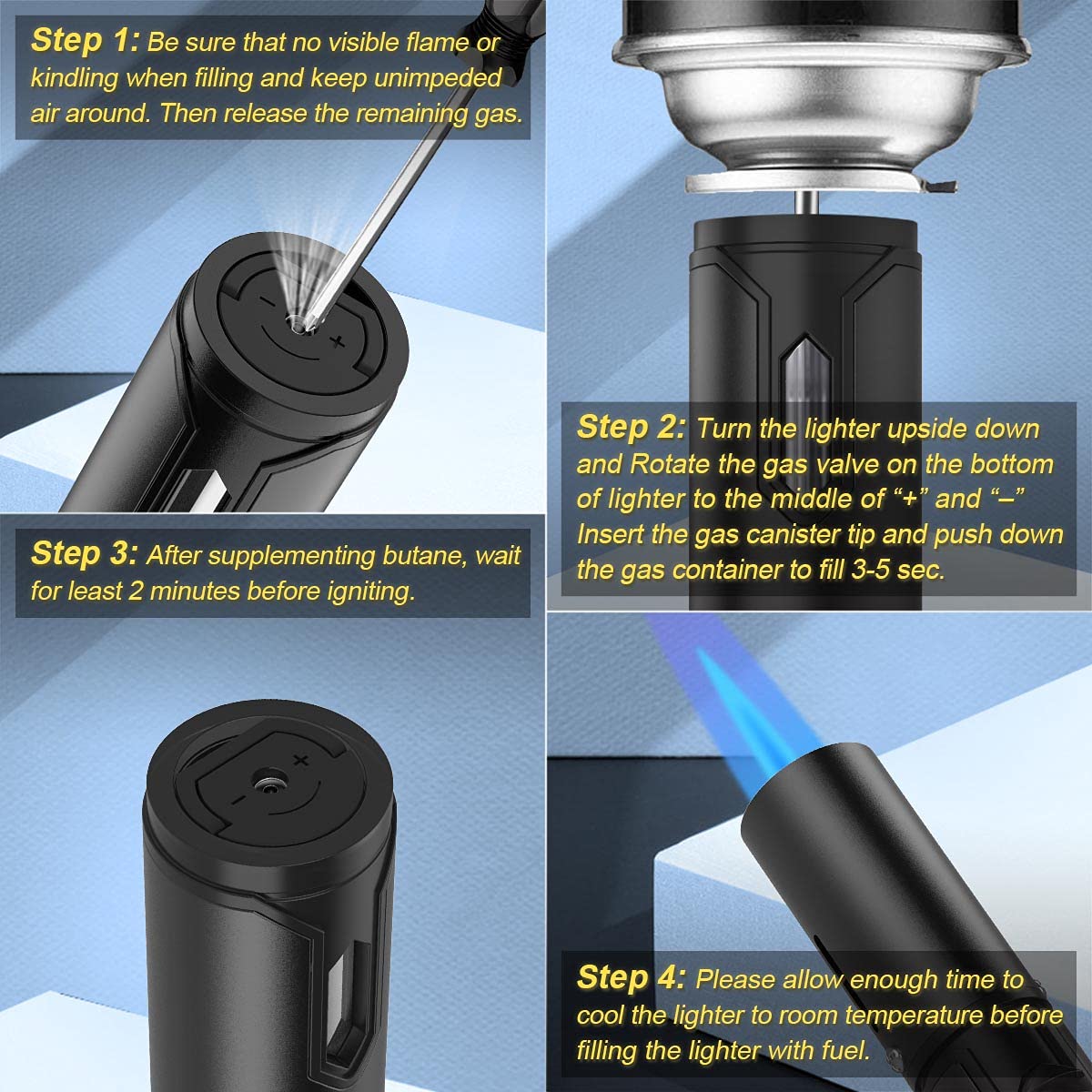 Windproof Torch Lighter for Grill & Survival - Adjustable Flame, Fuel Window - Perfect for Outdoor Cooking & Camping