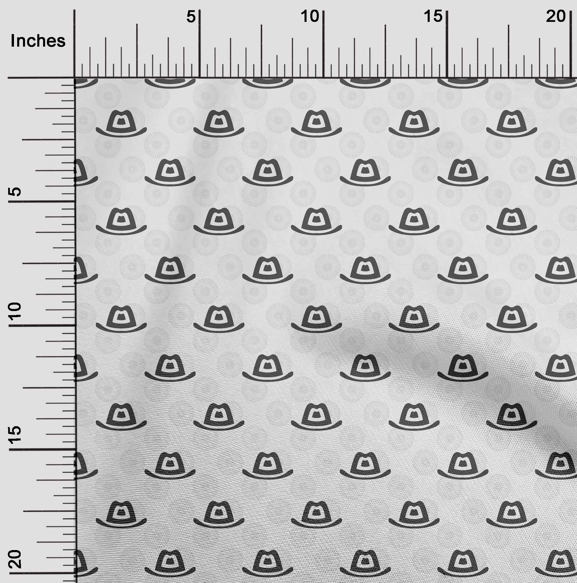 oneOone Polyester Spandex Gray Kids Cowboy Hat Fabric - 56 Inch Wide Printed Craft Material for Sewing DIY Projects | Perfect for Western Costumes, Dress Up & Cosplay