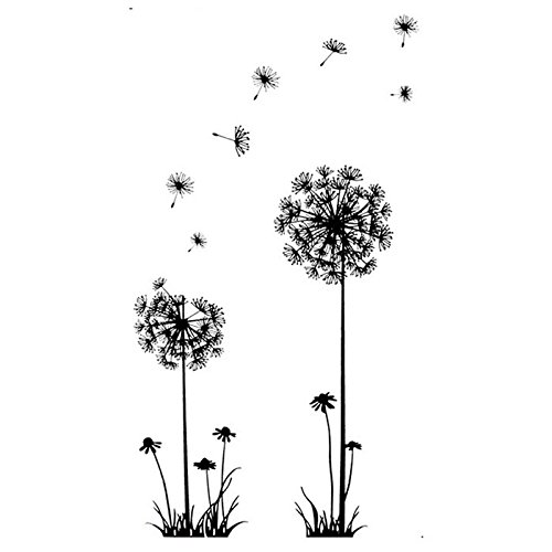 Removable Dandelion PVC Wall Decal - Large Black Tree & Flower Sticker for Home Decor - Self-Adhesive Peel & Stick Art for Living Room, Bedroom, Nursery (One Size)