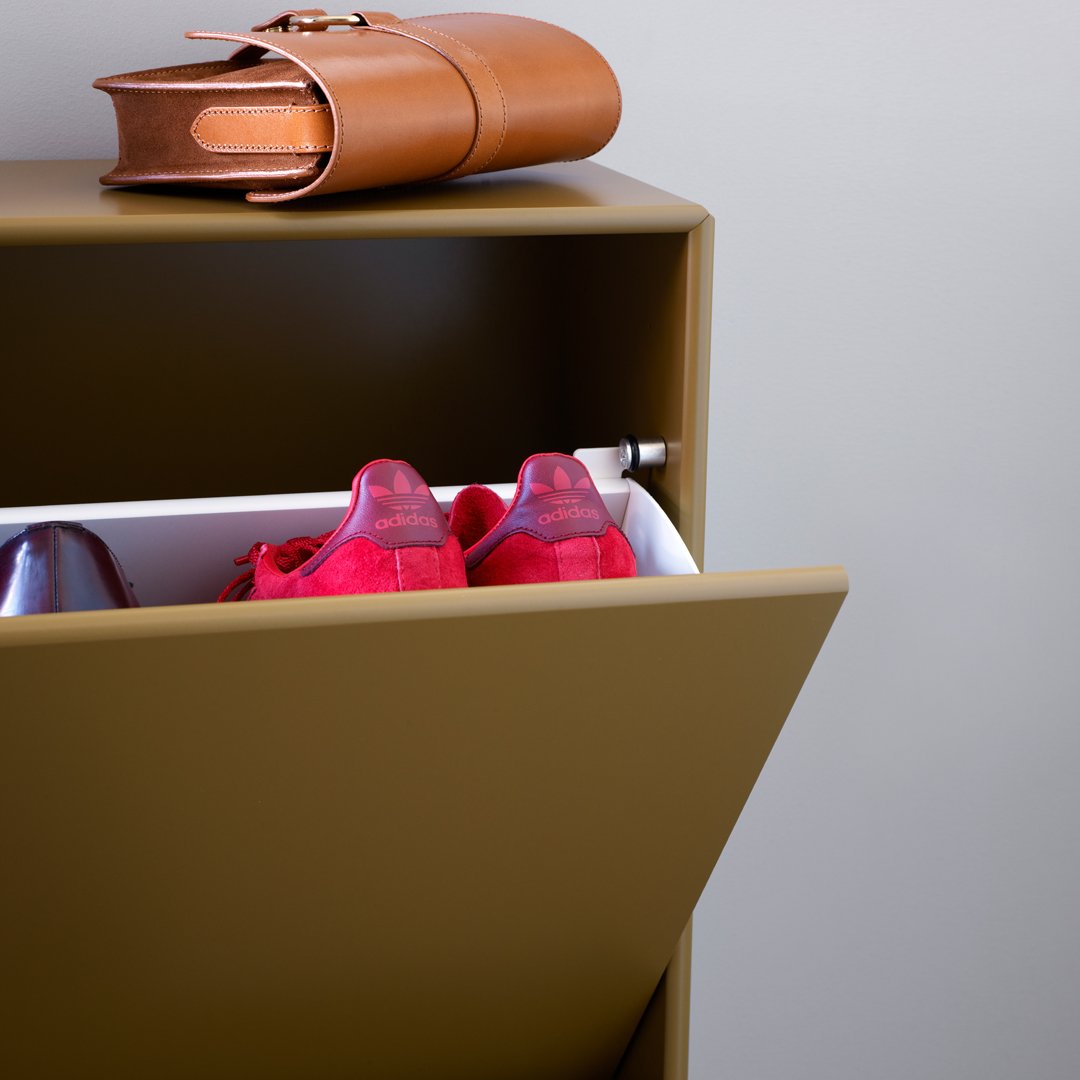 Hidden Shoe Cabinet with Flip Drawer - Space Saving Entryway Storage Organizer for Shoes, Boots & Accessories | Perfect for Hallway, Closet & Mudroom Organization
