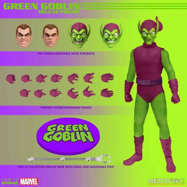 Mezco One:12 Collective Green Goblin Action Figure - Premium 6-Inch Marvel Collectible for Display & Role Play - Perfect for Comic Fans & Collectors
