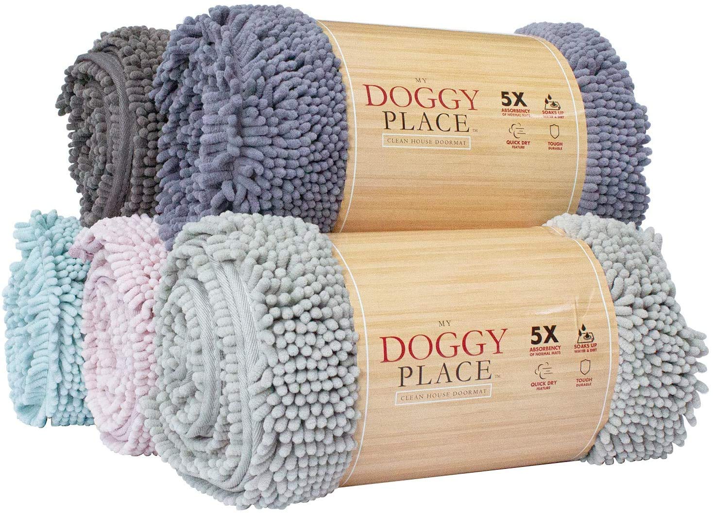 Premium Microfiber Dog Door Mat - Super Absorbent Dirt & Water Trapping Mat - Non-Slip Washable Pet Rug with Paw Prints - 60