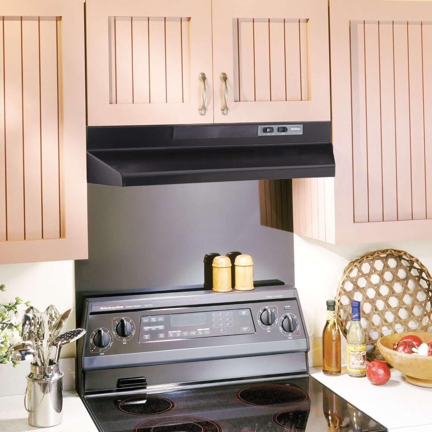 Broan F40000 Series 30-Inch Two-Speed 4-Way Convertible Under Cabinet Range Hood in White (F403011) - Powerful Kitchen Ventilation for Smoke and Odor Removal
