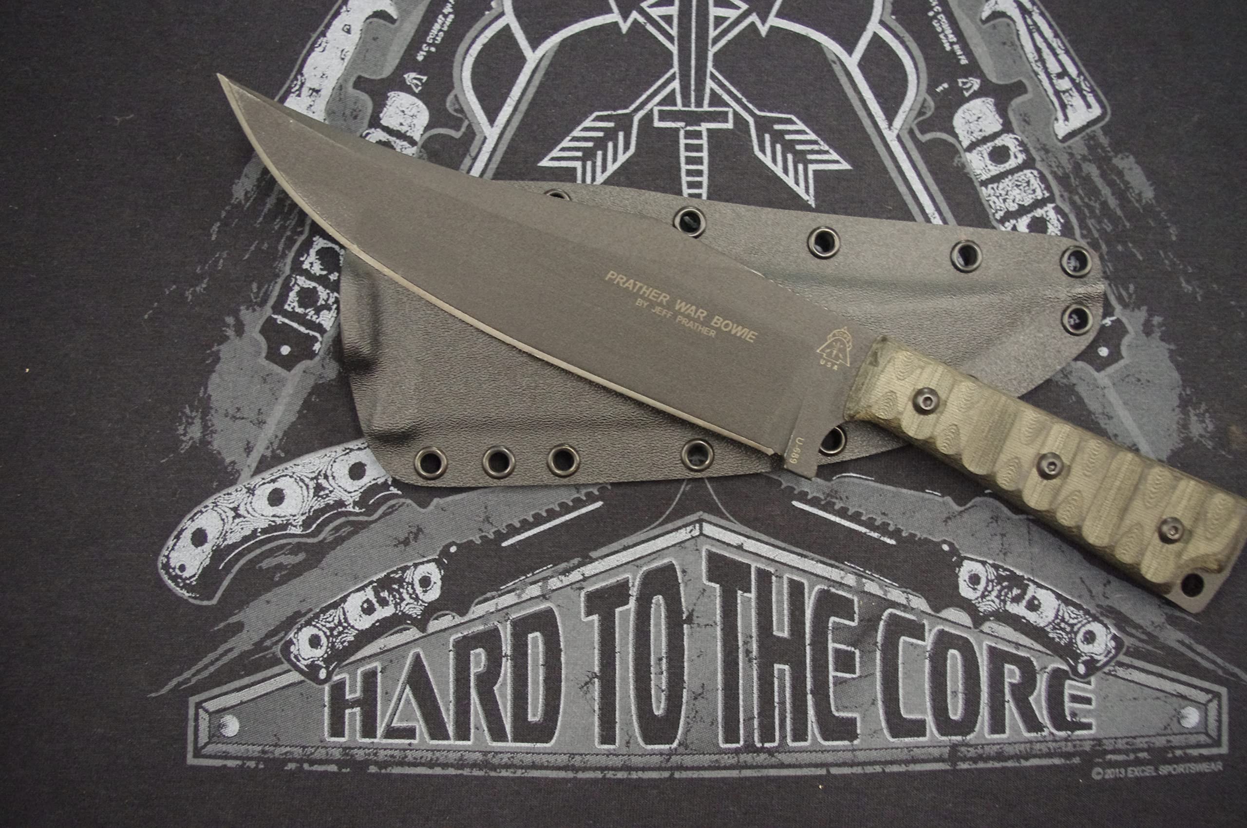 TOPS Knives Prather War Bowie Fixed Blade Knife with Black Kydex Sheath - Hunting, Camping, Survival & Outdoor Activities