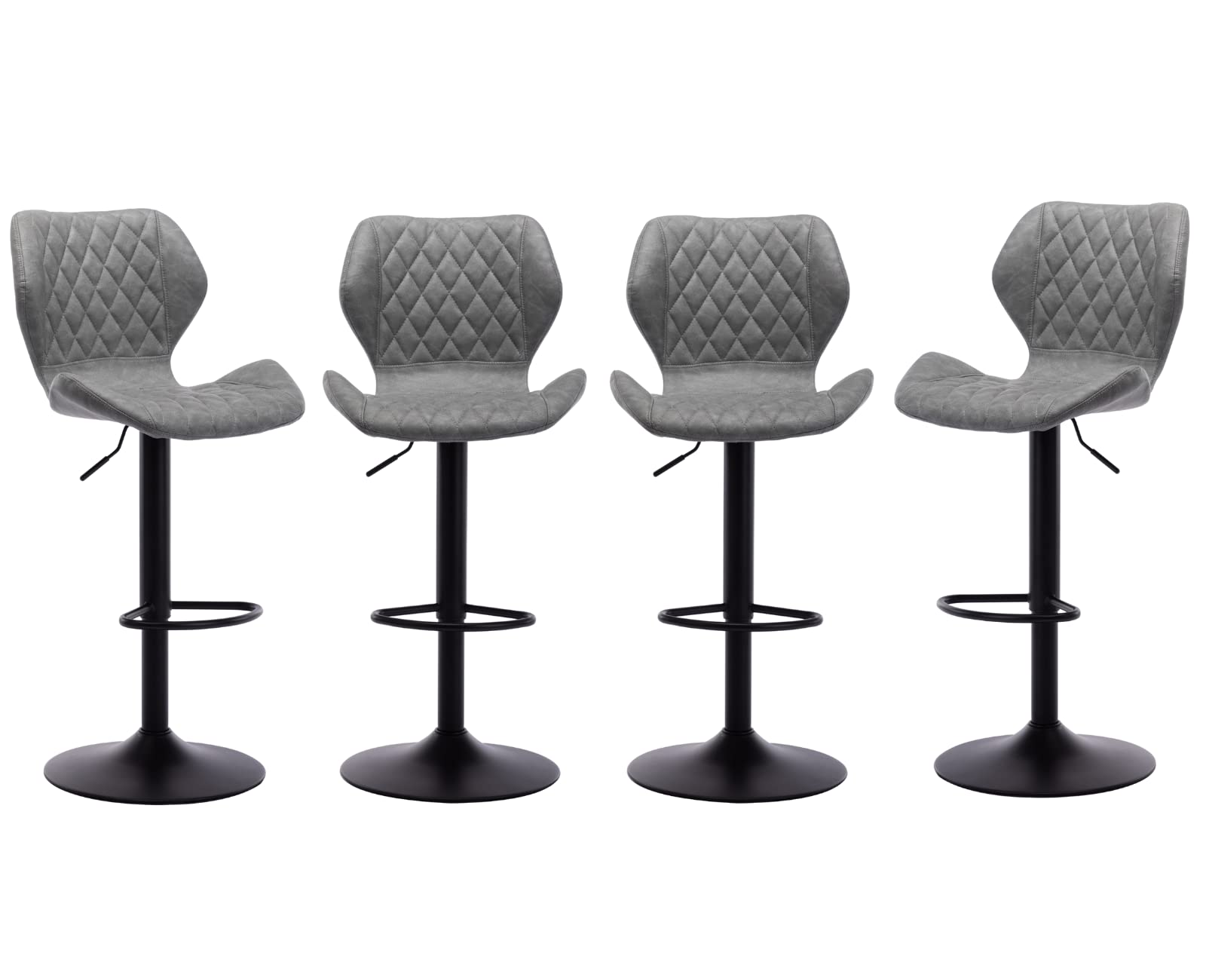 EALSON 4-Piece Adjustable Swivel Bar Stool Set - Modern Faux Leather Counter Height Barstools with Back for Kitchen Island, Bistro, Pub & Dining Room - Grey - Perfect for Entertaining & Casual Dining