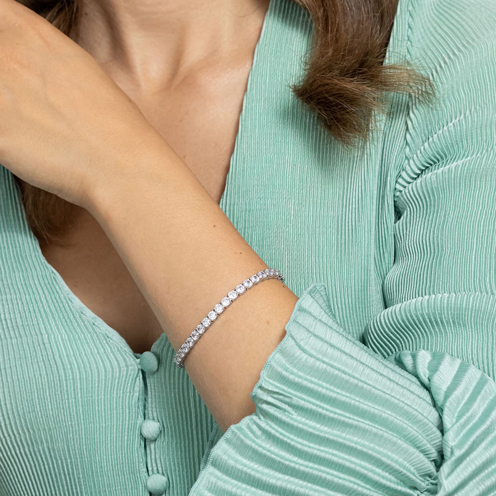 PAVOI 14K Gold Plated Cubic Zirconia Tennis Bracelet for Women | 4mm CZ Classic Gold Bracelet | Adjustable 6.5-7.5 Inch | Perfect for Weddings, Parties & Everyday Elegance