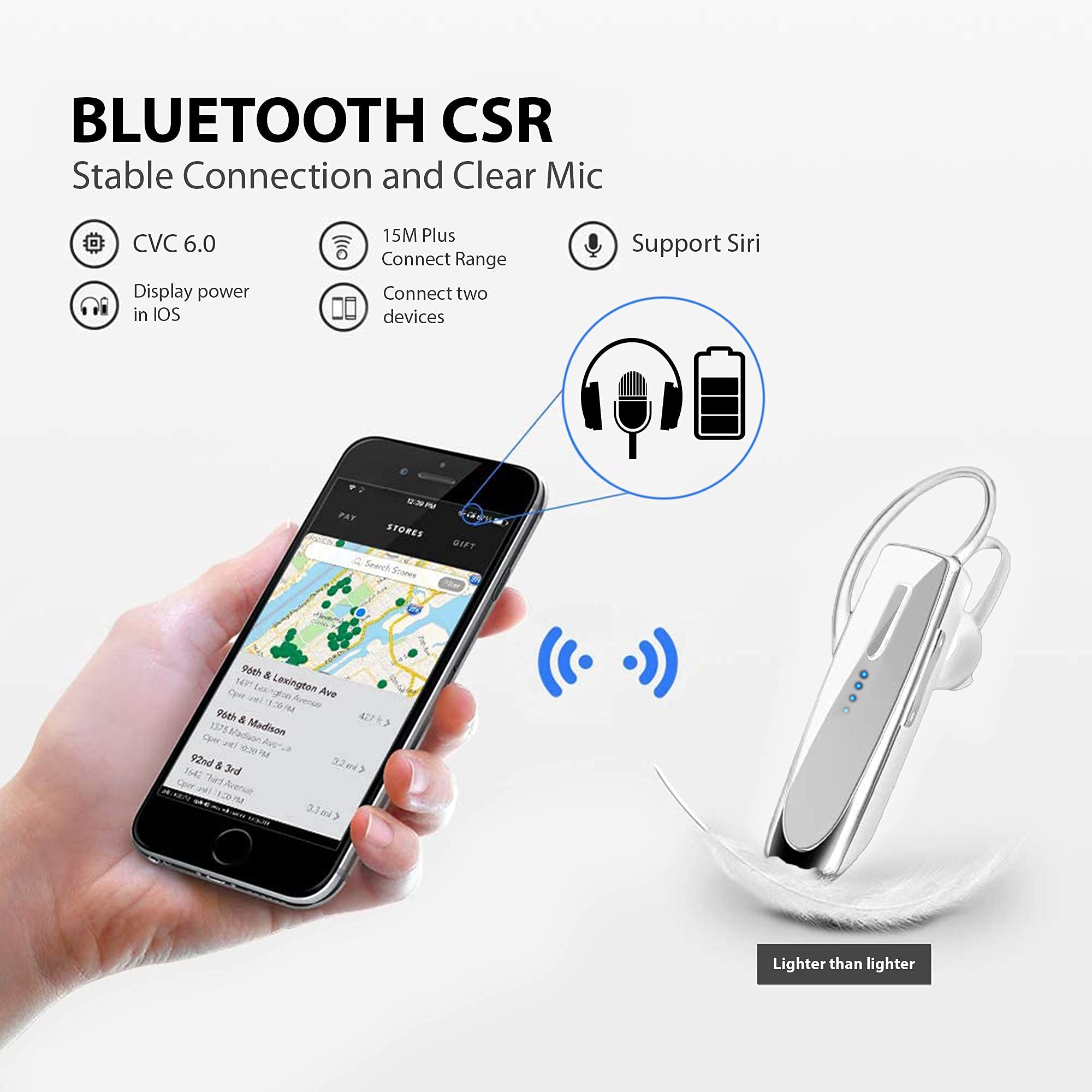 Bluetooth 5.3 Wireless Earbuds for Samsung Galaxy S21+ 5G - IPX5 Waterproof, Dual Mic Noise Cancelling, 60H Standby & 22H Talk Time - Perfect for Gym, Running, Commuting & Work Calls