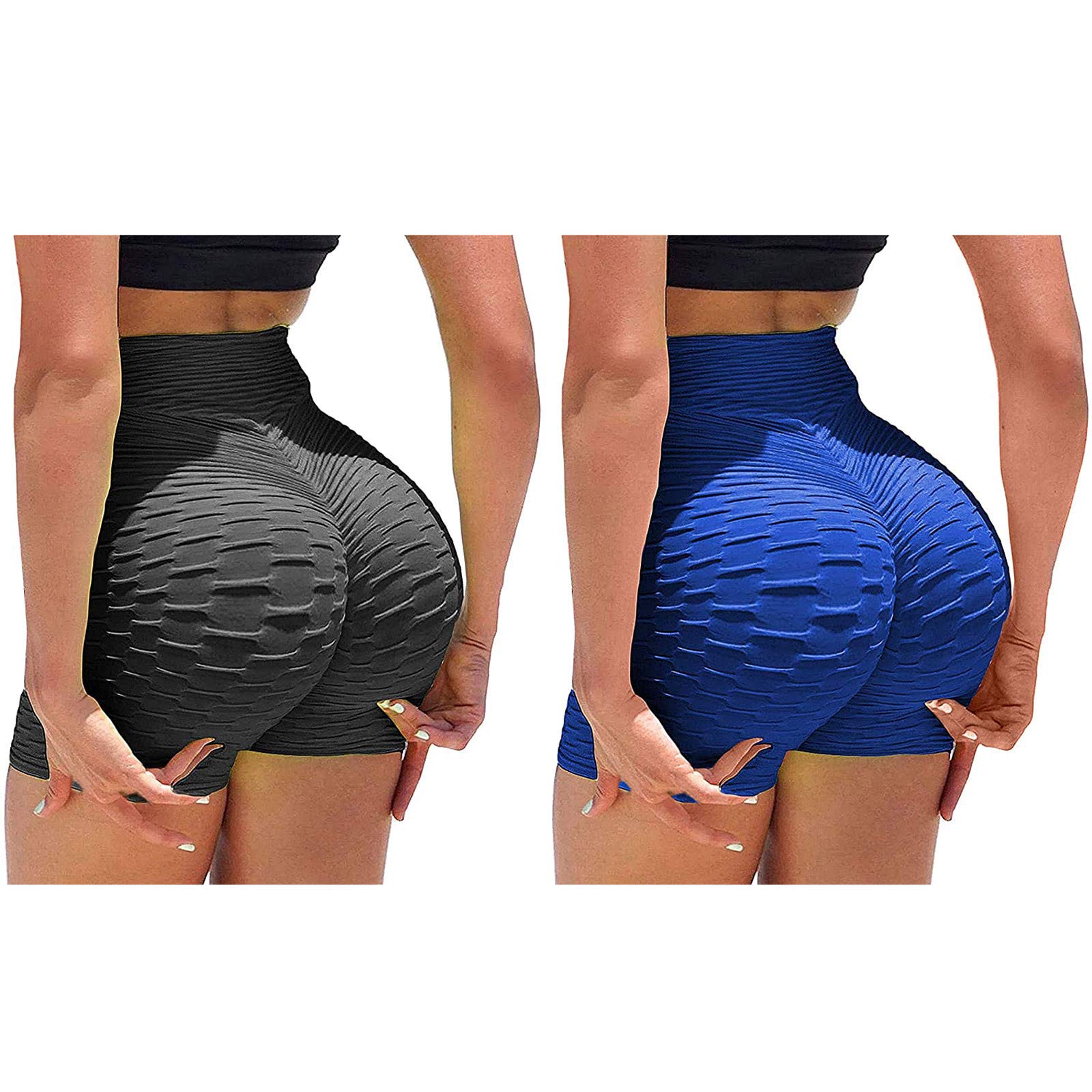 2 PCS Women's Booty Shorts - Scrunch Butt Lift, Tummy Control, High Waisted Workout Shorts for Running, Gym & Yoga | Perfect for Fitness Training, Cycling & Summer Activities