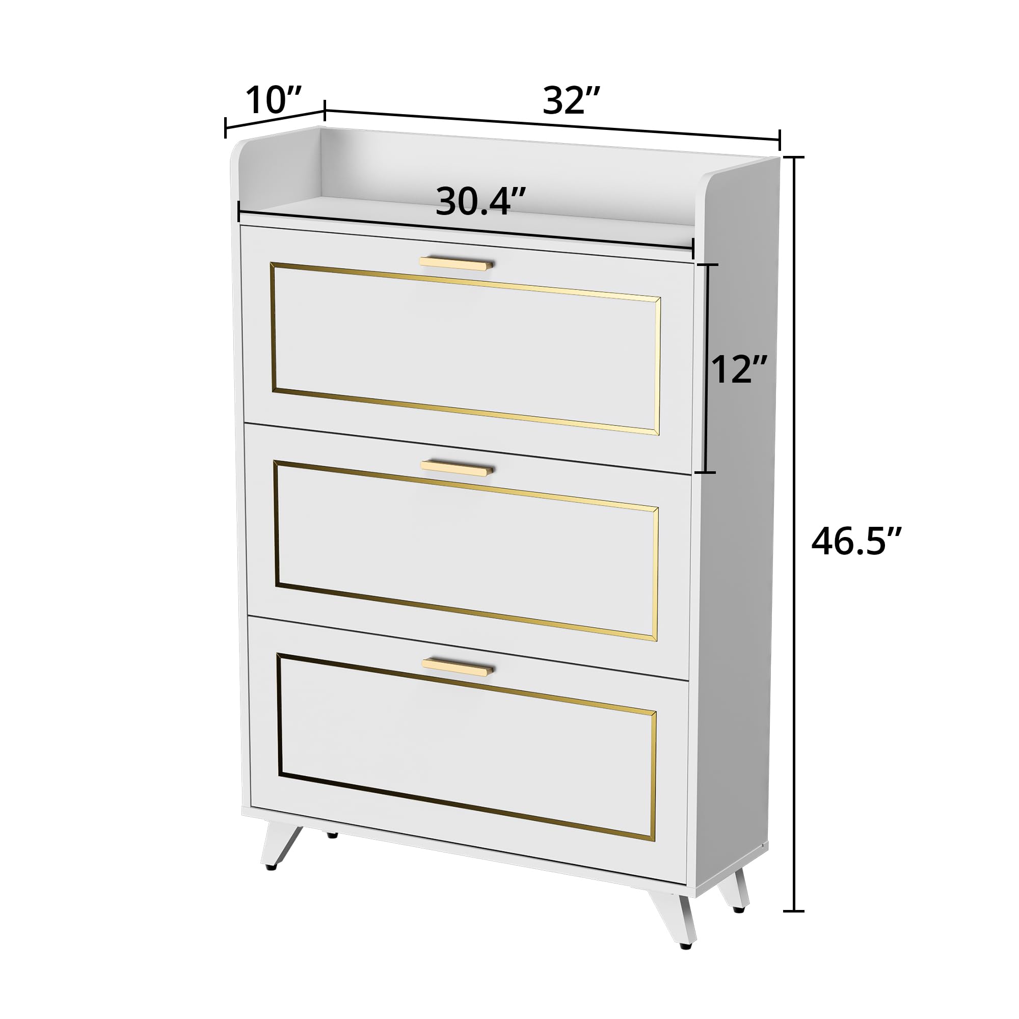 Cozy Castle 3-Tier Flip Drawer Shoe Storage Cabinet - Narrow Hidden Shoe Organizer for Entryway, Hallway & Closet - White Shoe Rack for Small Spaces & Apartment Living