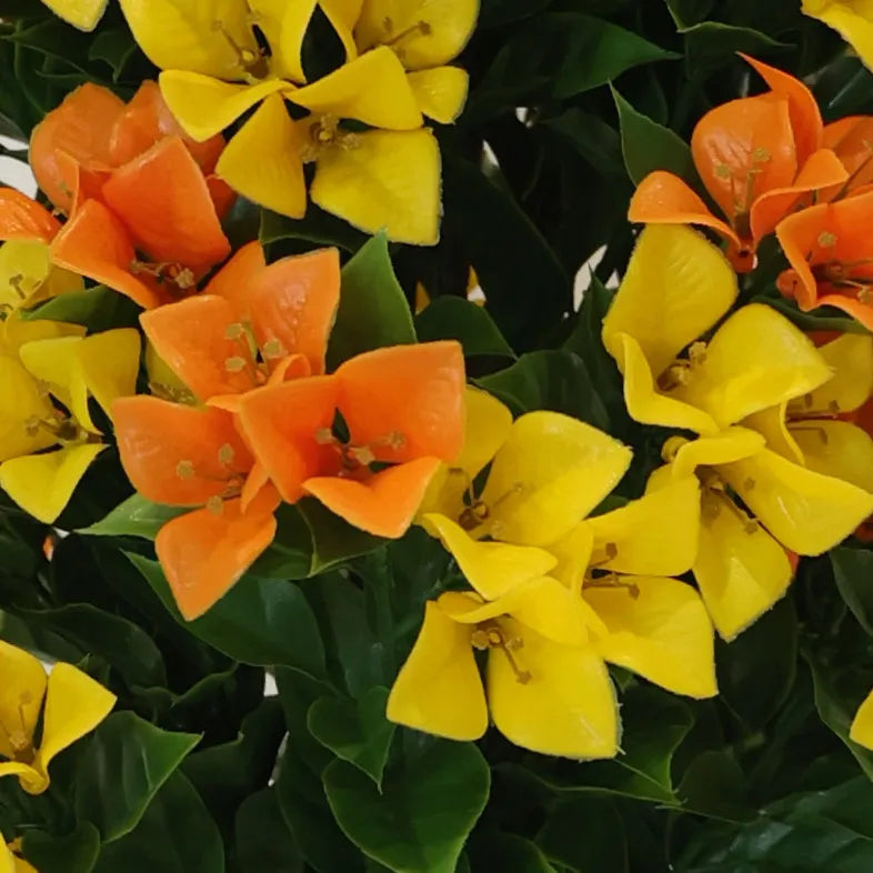 Bougainvillea Bloom Tree - 120cm Artificial Yellow & Orange Flowers UV Resistant for Outdoor & Indoor Decor - Perfect for Patio, Garden, Wedding, and Home Decoration