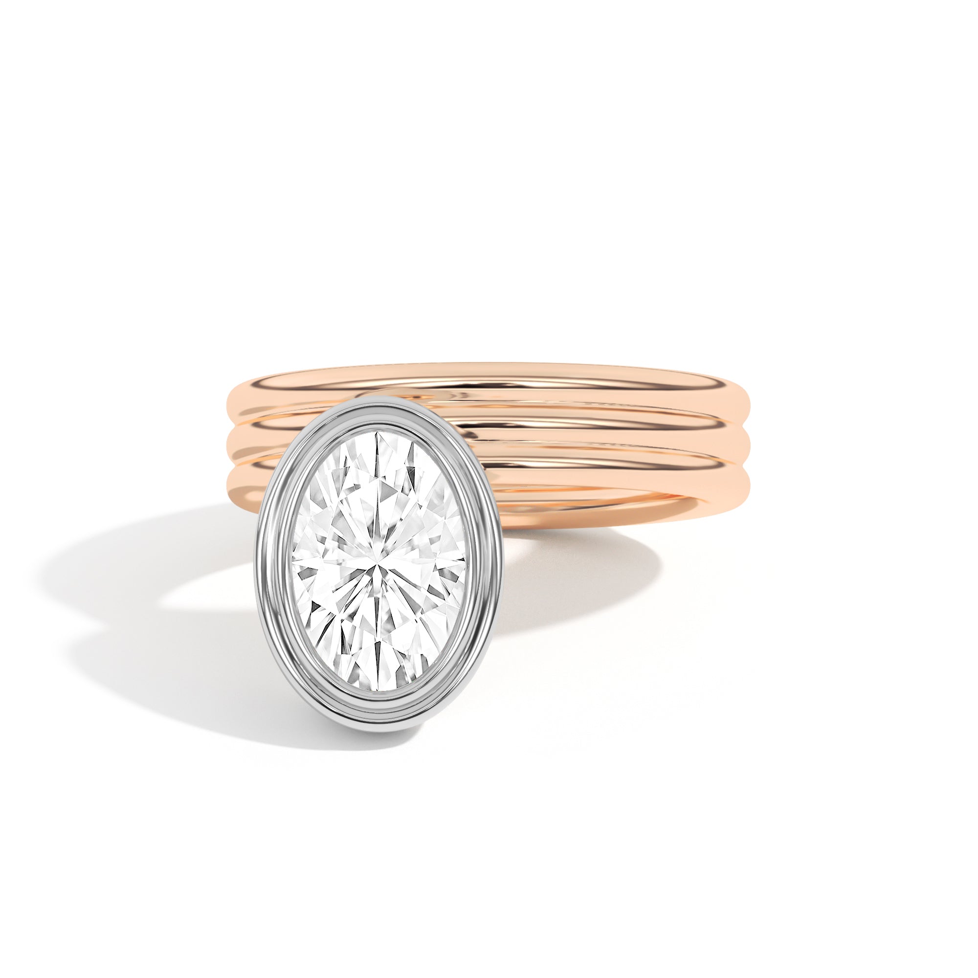 Scarpa Oval Offset Double Bezel Ring - Elegant Dainty Stackable Gold Jewelry for Women, Perfect for Everyday Wear, Anniversary Gifts & Special Occasions