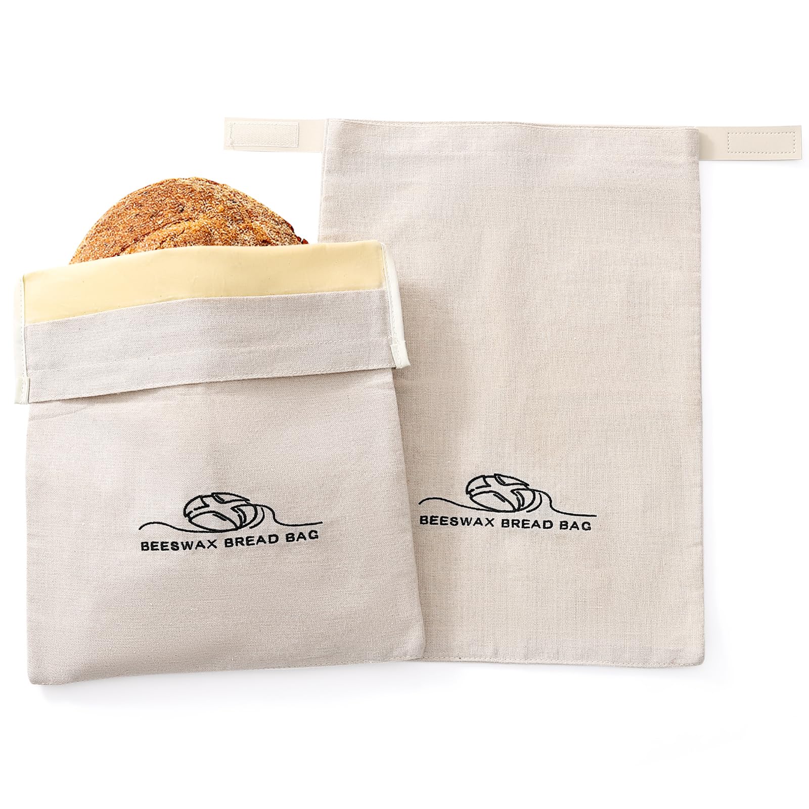 Eco-Friendly Bread Storage Bags for Homemade Sourdough & Artisan Bread | 2-Pack XL Beeswax Wraps (12x17 Inches) | Perfect for Fresh Bread Storage, Picnics & Zero-Waste Kitchens
