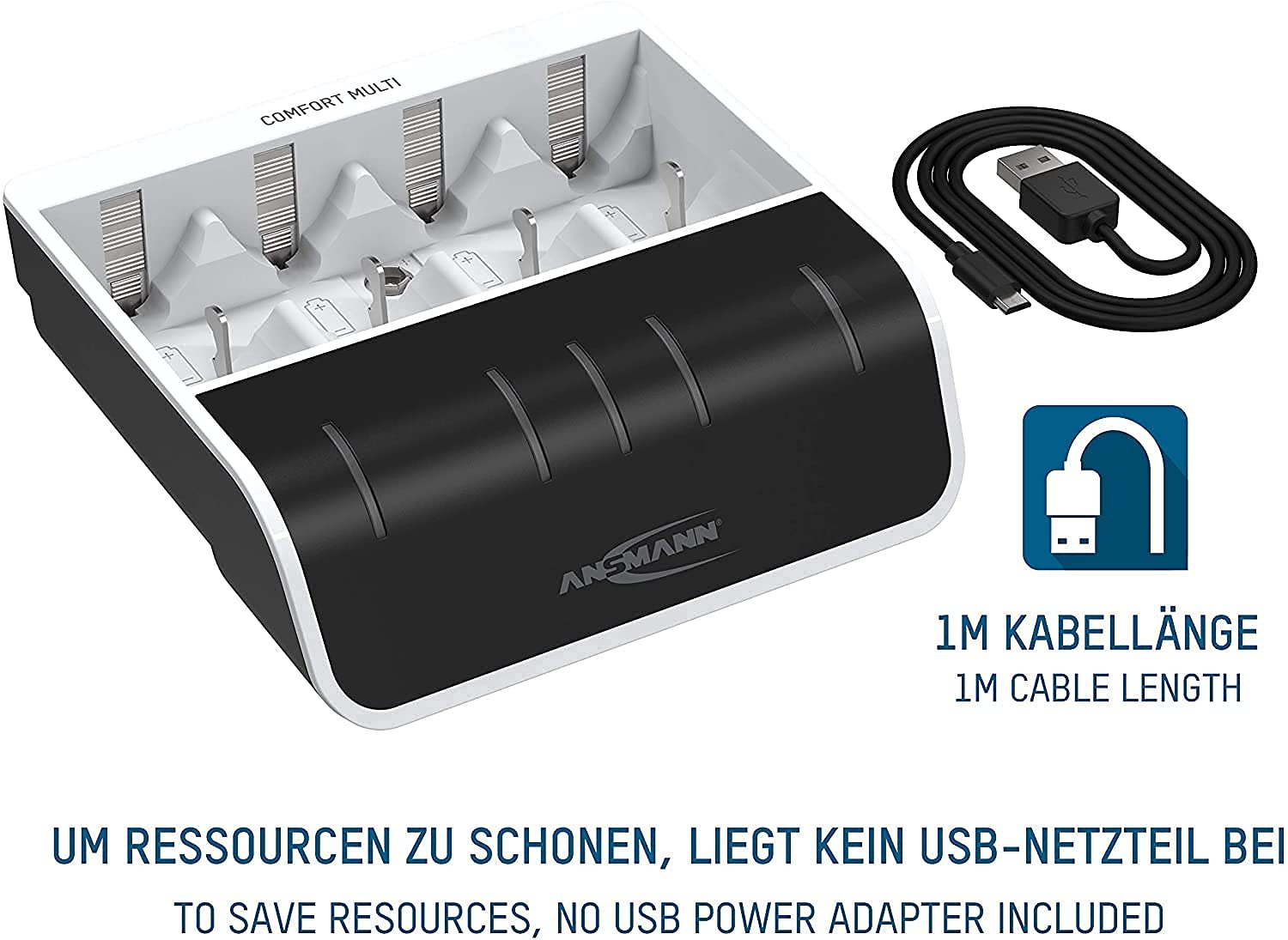 Ansmann Multi Battery Charger for 4X NiMH AA/AAA/C/D + 1x 9V Block Batteries - Fast Charging with Perfect-7 Technology & Repair Mode - Universal Battery Charger for Home, Office, and Emergency Use (Model 1001-0093-US)