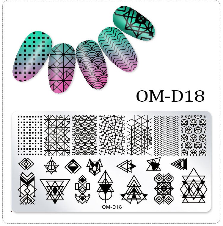 OM D Series Stamping Plates for Nail Art - Floral & Geometric Nail Design Templates - Perfect for DIY Manicures, Salon Nail Art, and Professional Nail Stamping