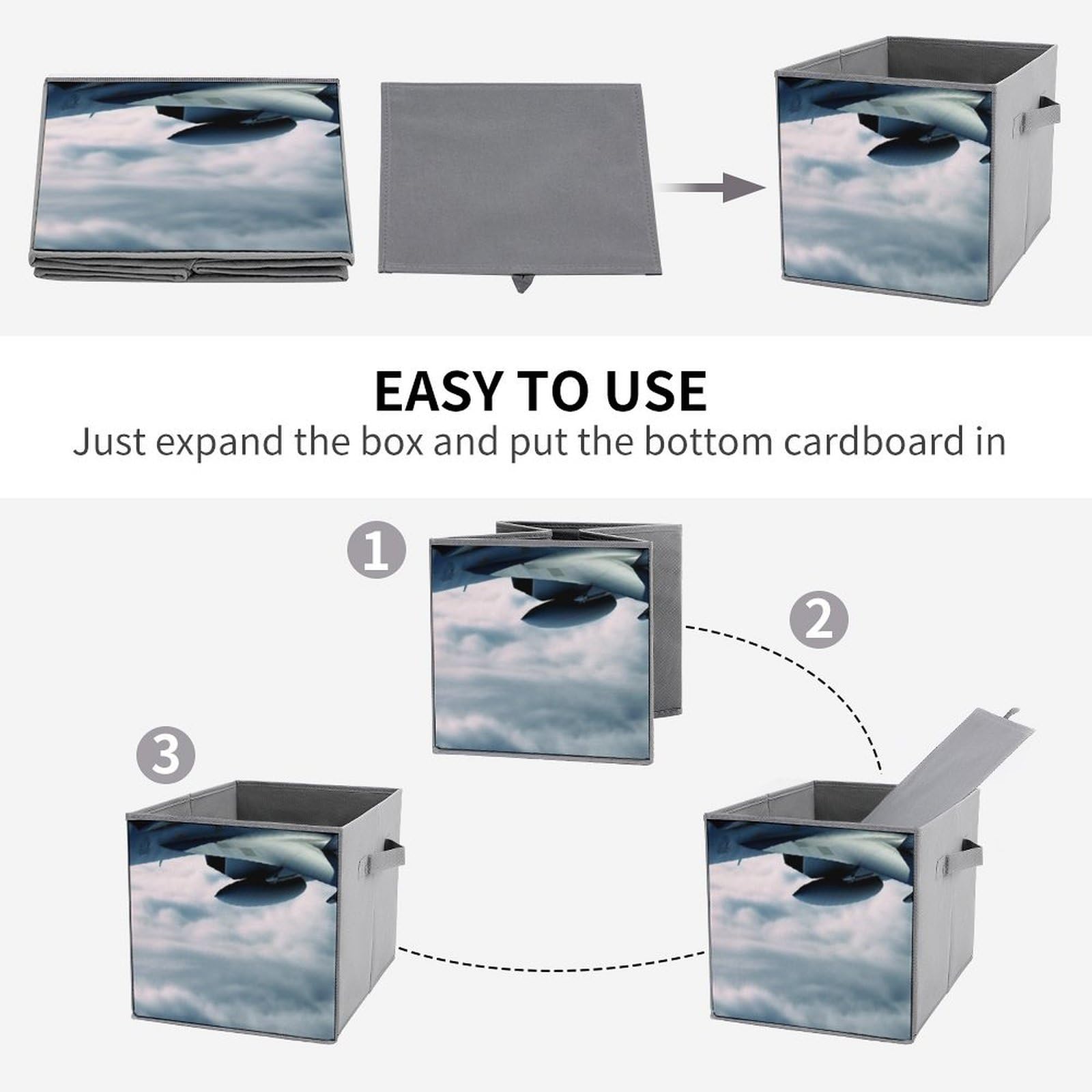 6-Pack Collapsible Storage Bins with Handles - Foldable Fabric Storage Cubes for Closet Organization, Clothing & Toy Storage | Perfect for Bedroom, Nursery & Aircraft Model Display Cases