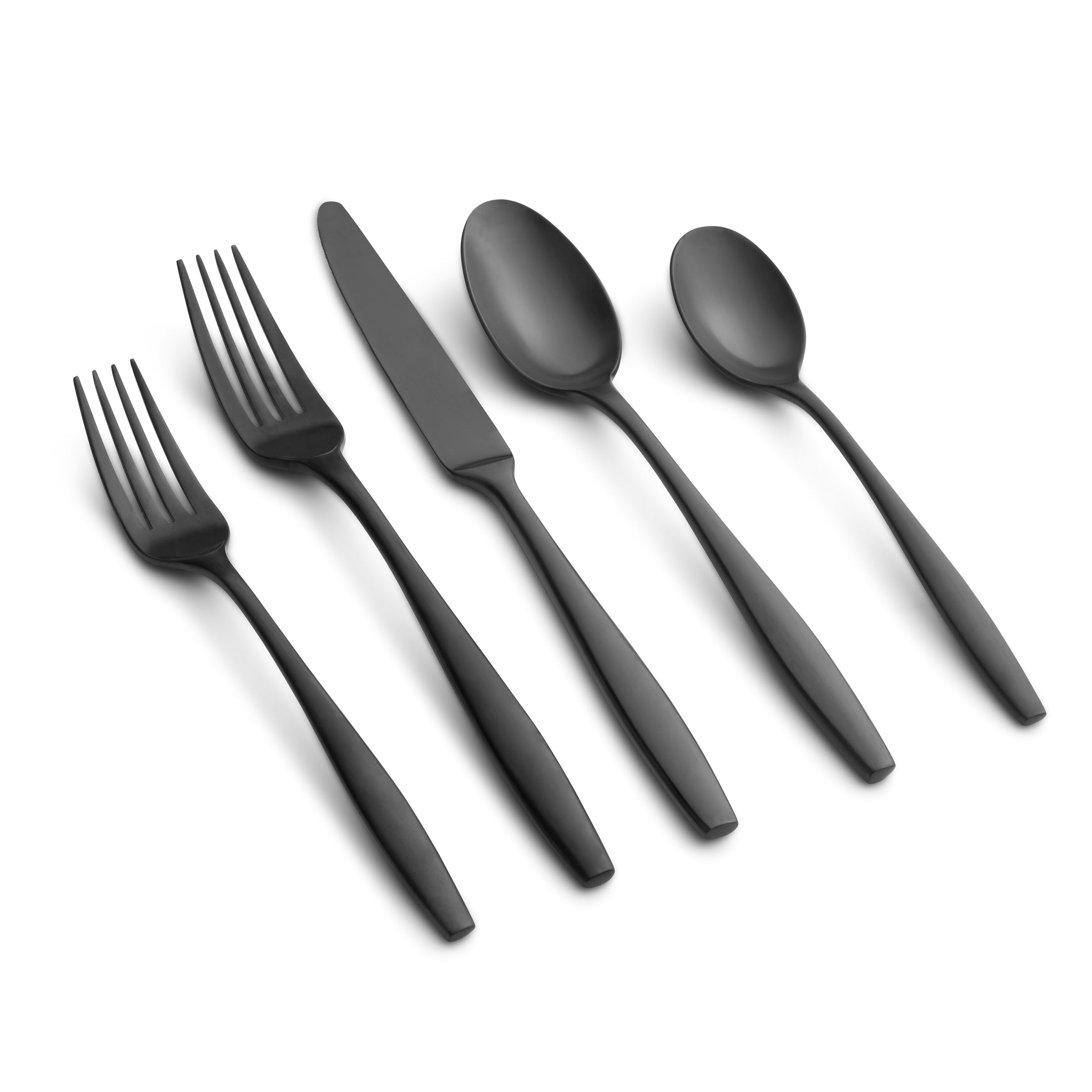 Katerina 20-Piece Black Satin Flatware Set - Elegant Stainless Steel Cutlery for Dinner Parties, Weddings & Formal Dining