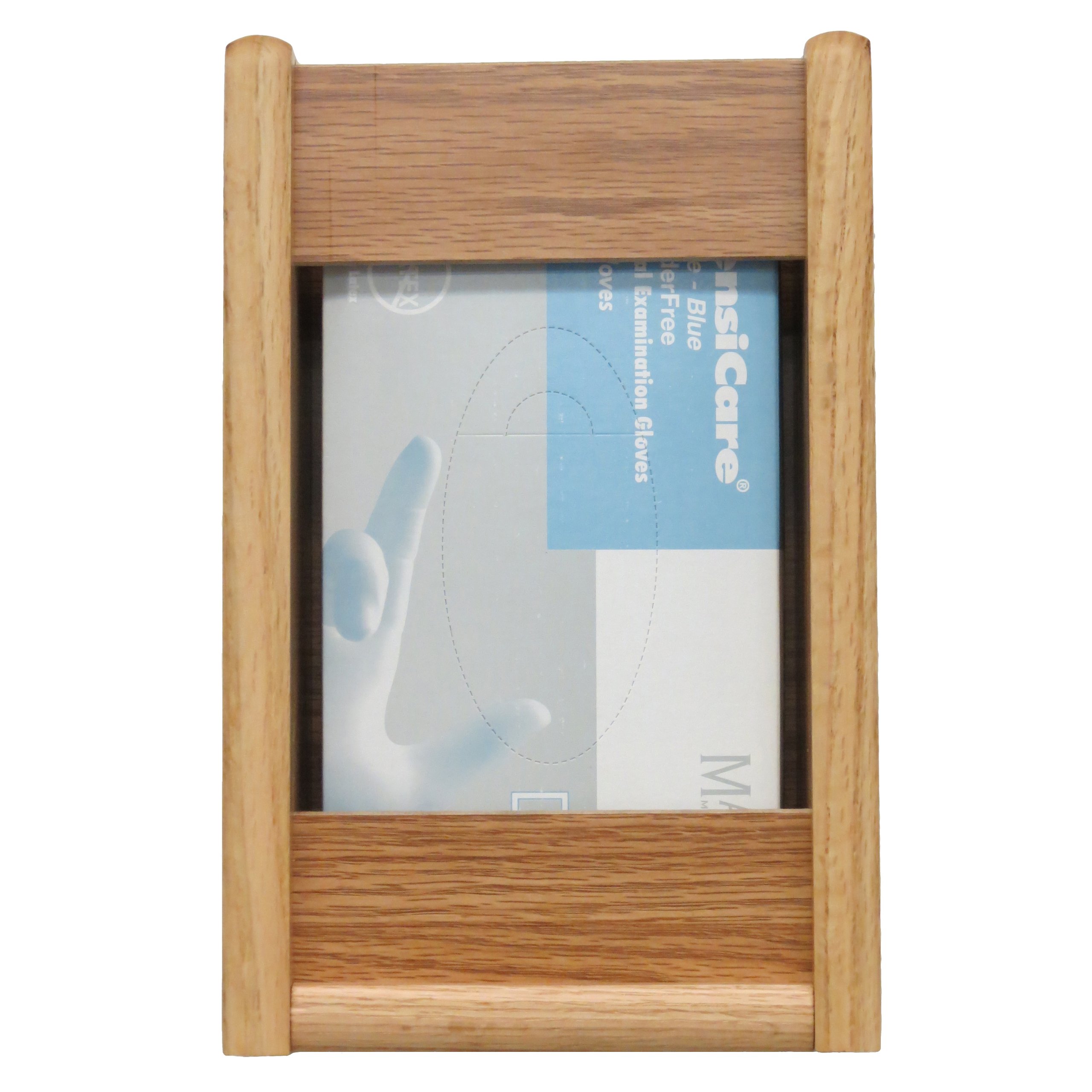 DMD Medical Glove & Tissue Box Holder - 1 Pocket Rectangle Organizer with Light Oak Finish for Bathroom, Kitchen & Office Organization