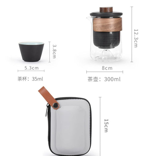Premium Travel Tea Set - Portable Porcelain Tea Brewing Kit with 3 Cups & Carrying Pouch | Perfect for Camping, Office, and Outdoor Tea Ceremonies