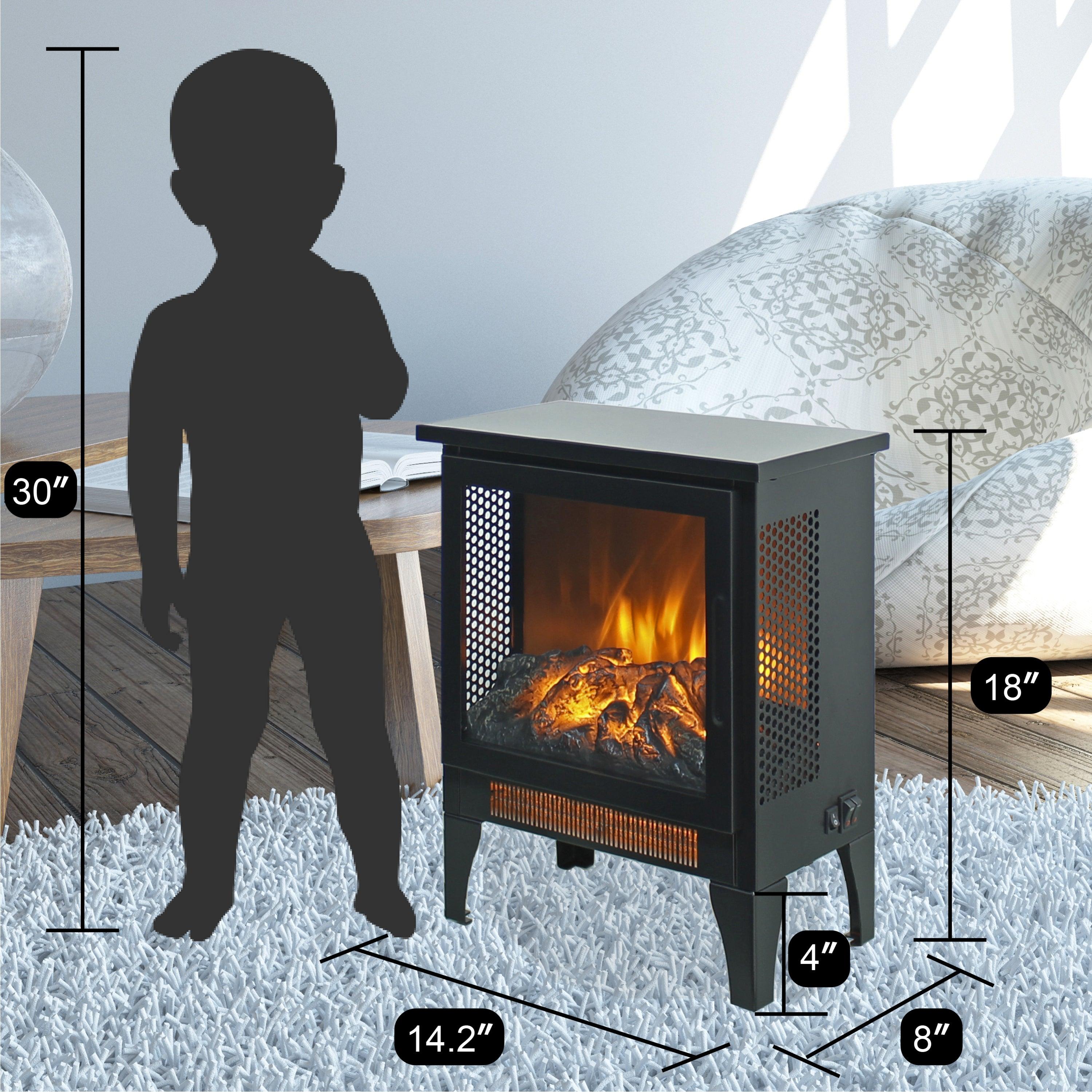 15 Inch Freestanding Electric Fireplace Heater with Realistic 3D Flame Effect - Perfect for Living Room, Bedroom & Office Warmth & Ambiance