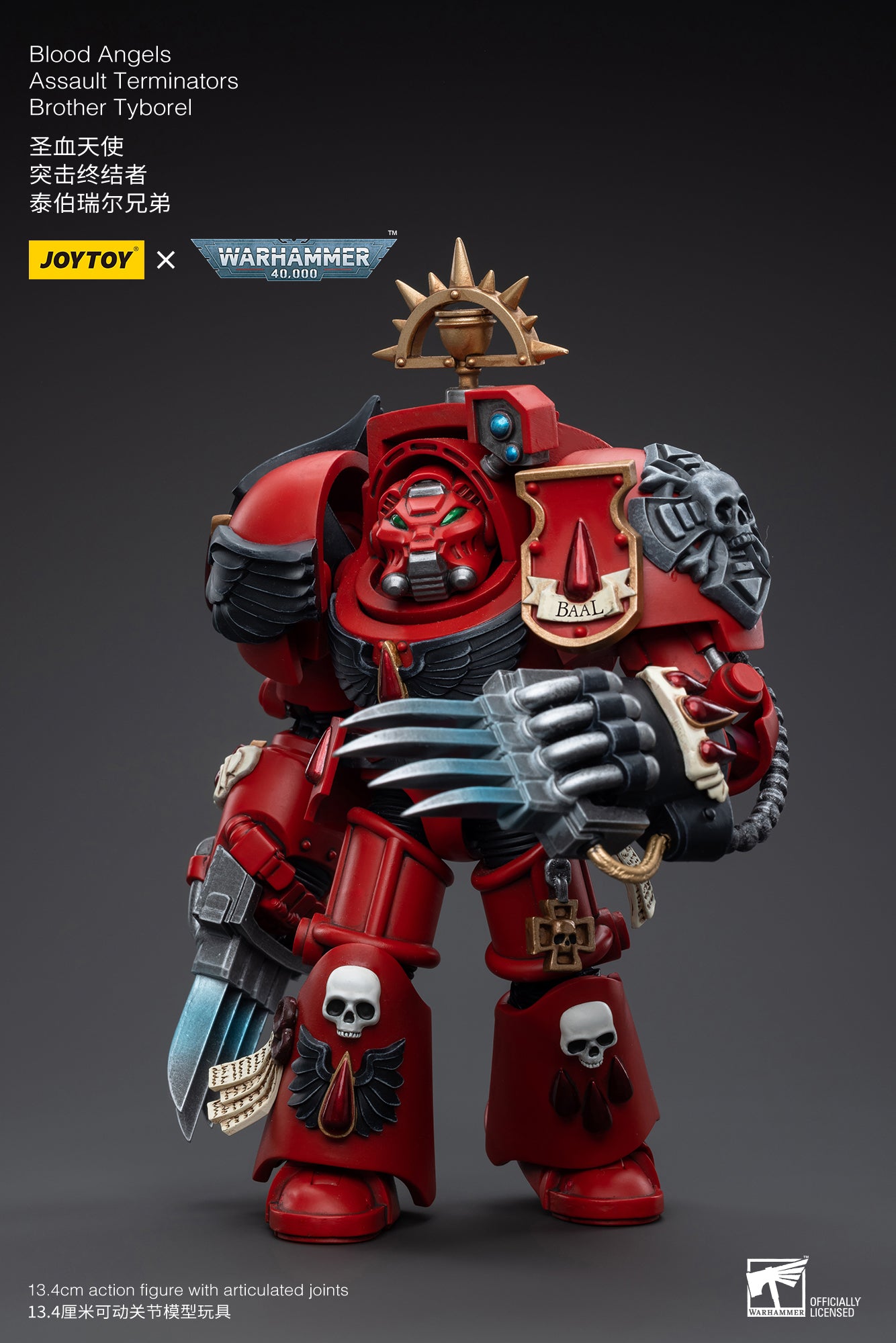 1/18 JOYTOY Warhammer 40K Blood Angels Assault Terminators Brother Tyborel Action Figure - Collectible Miniature for Tabletop Gaming & Display