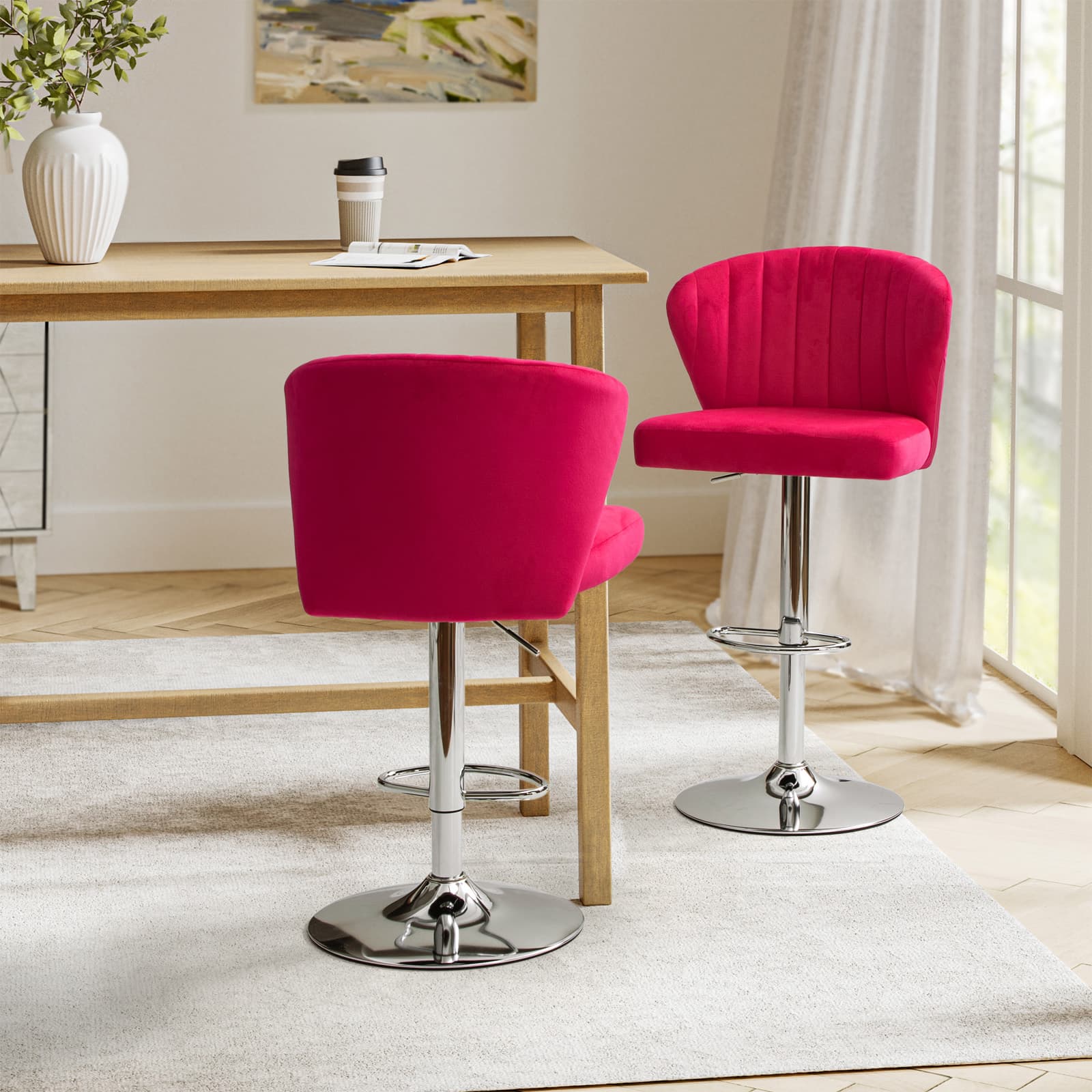 Geoff Modern Adjustable Swivel Bar Stool - Height Adjustable Kitchen Island Stool with 360° Rotation for Home, Office & Cafe Use