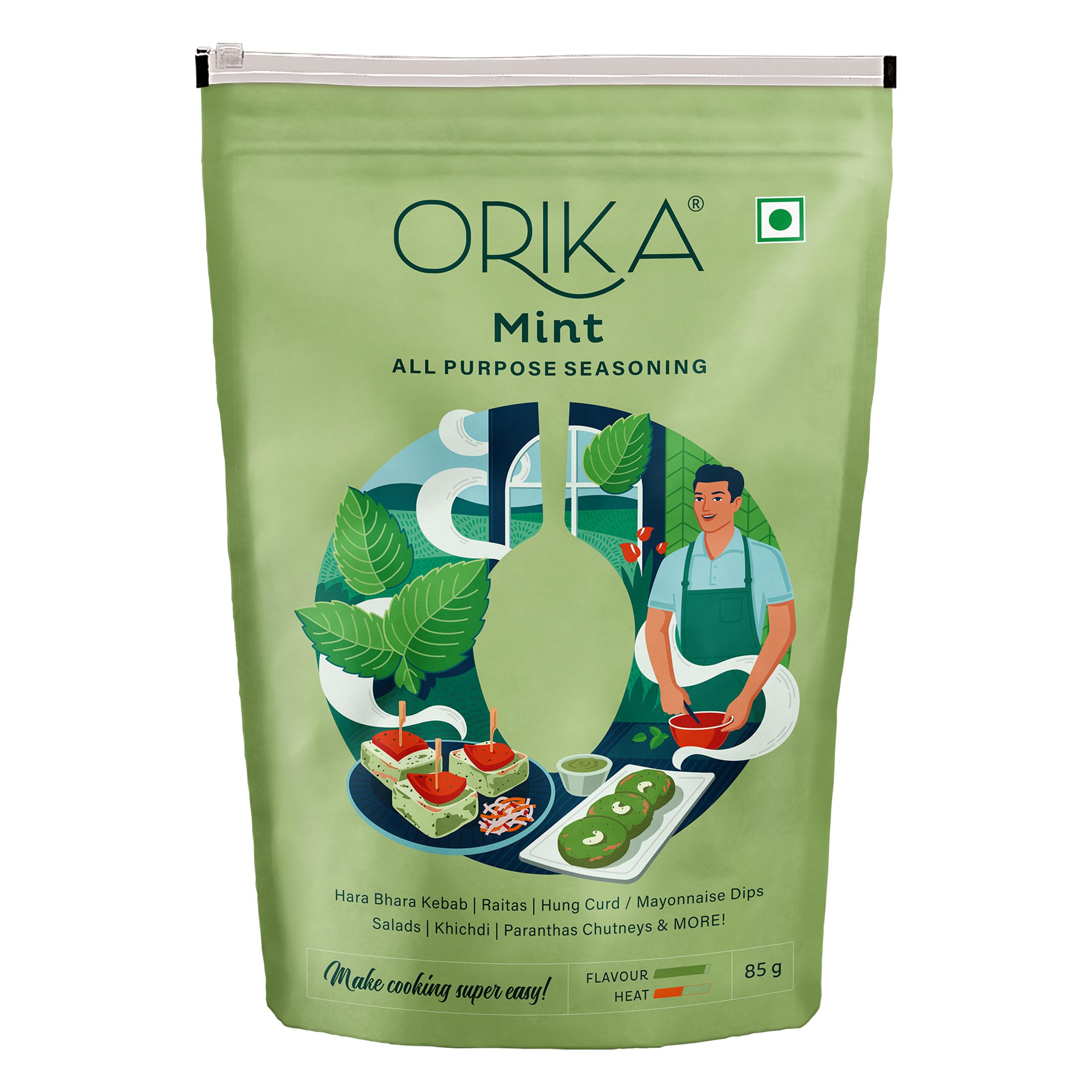 Orika Mint Powder All Purpose Seasoning - 85g | Natural Dry Mint Pudina Powder | No Artificial Flavors or Colors | Perfect for Cooking, Baking & Herbal Tea