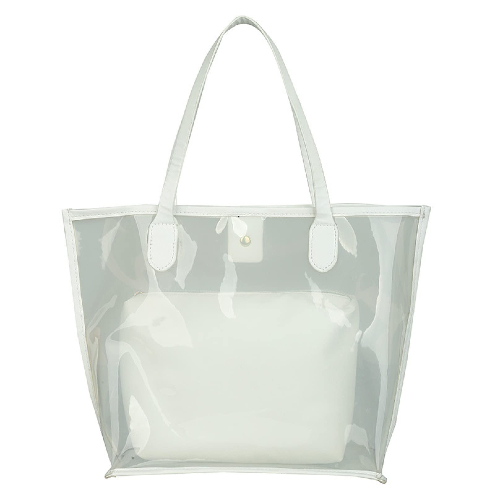 QINYA Clear PVC Shoulder Bag - Large Capacity Transparent Beach Tote, Fashionable Jelly Handbag for Women | Perfect for Beach Outings, Pool Parties & Summer Travel Accessories