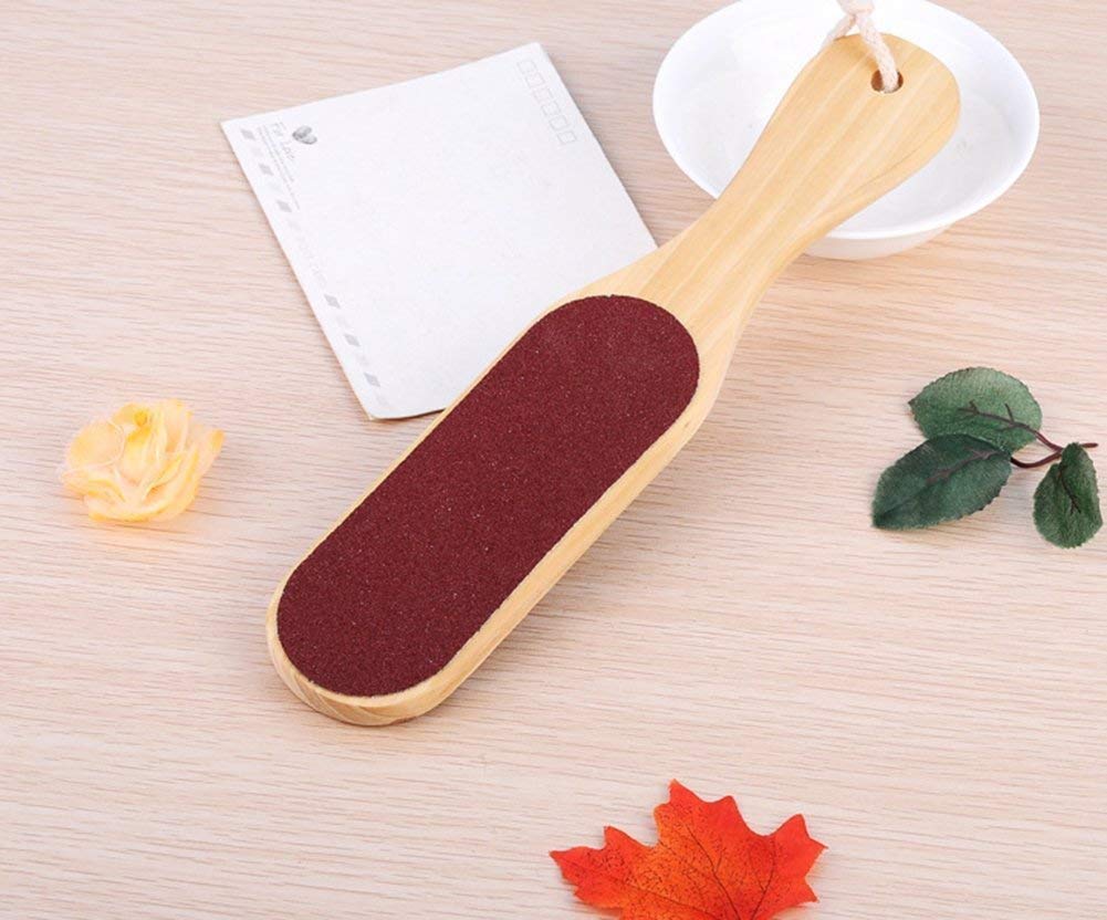 M.S TRADERS Double Sided Foot File Scrubber - Professional Dead Skin & Callus Remover Pedicure Tool with Ergonomic Wooden Handle | Cracked Heels, Hard Skin & Corn Removal for Wet & Dry Feet | Perfect for Home Pedicure, Foot Care & Spa Treatments