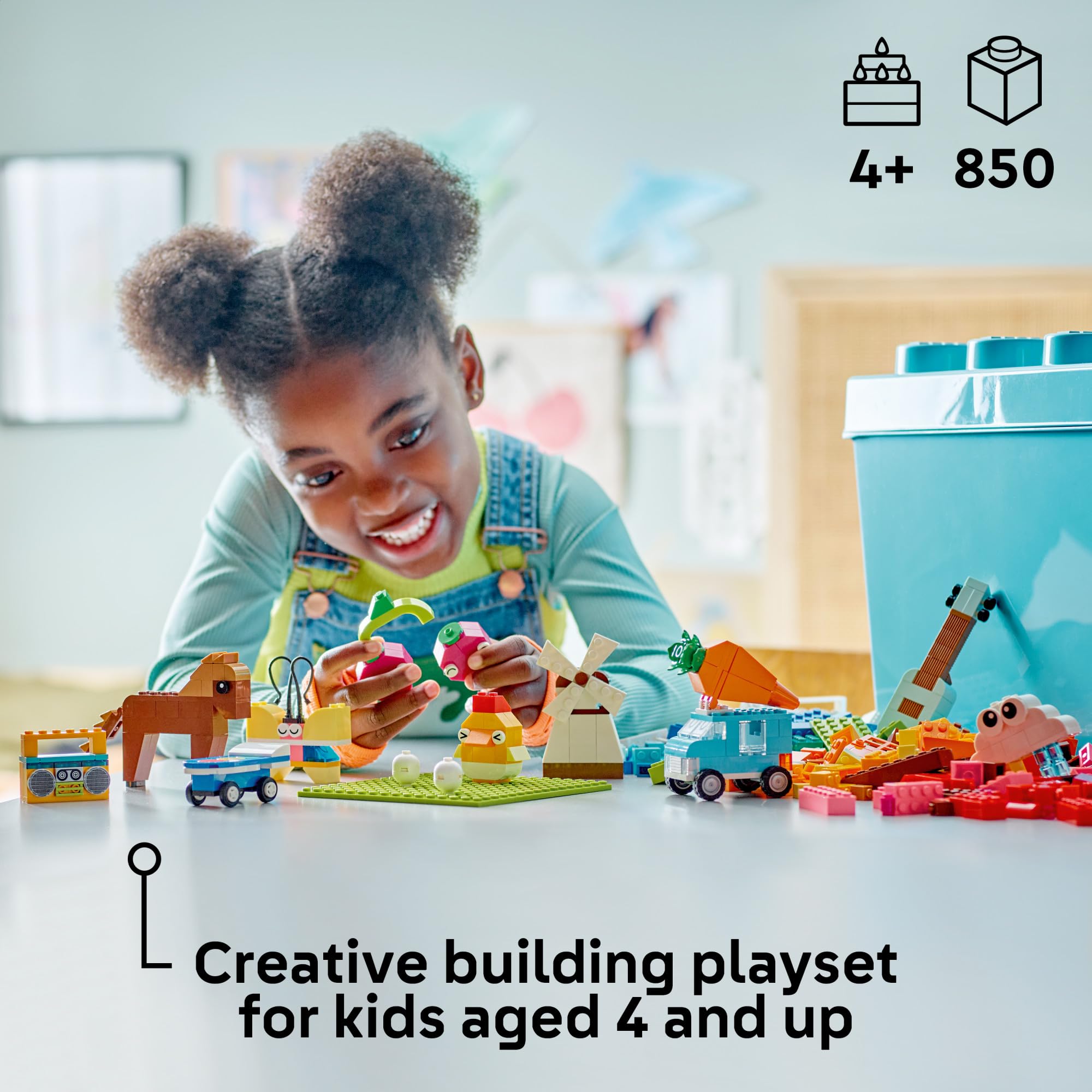 LEGO Classic Vibrant Creative Brick Box - 11038 Pieces, Arts & Crafts Building Set with Unicorn, Skateboard, Guitar & Plane | STEM Educational Sensory Toy for Kids Ages 4+ | Perfect Birthday Gift for Boys & Girls | Creative Play for Home, Classroom & Travel