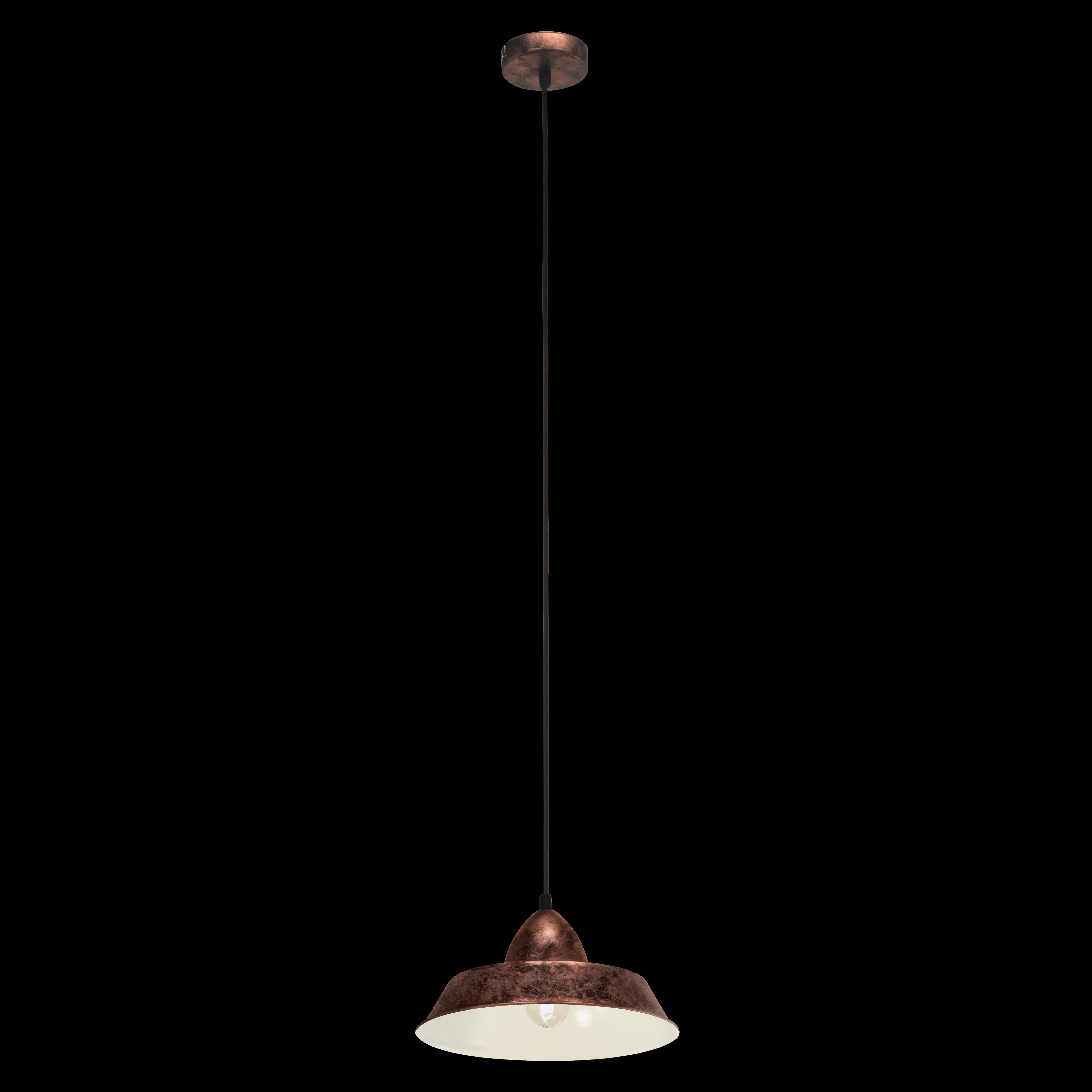 Eglo Auckland Vintage Copper Metal Ceiling Pendant Light Fixture - Industrial Style Lighting for Kitchen, Dining Room, or Entryway