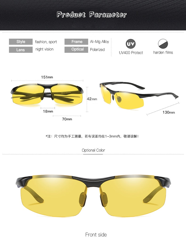 Aidien Men's Full Rim Square Aluminum Magnesium Reading Glasses & Sunglasses D8177 - Lightweight Eyewear for Reading, Driving & Outdoor Activities