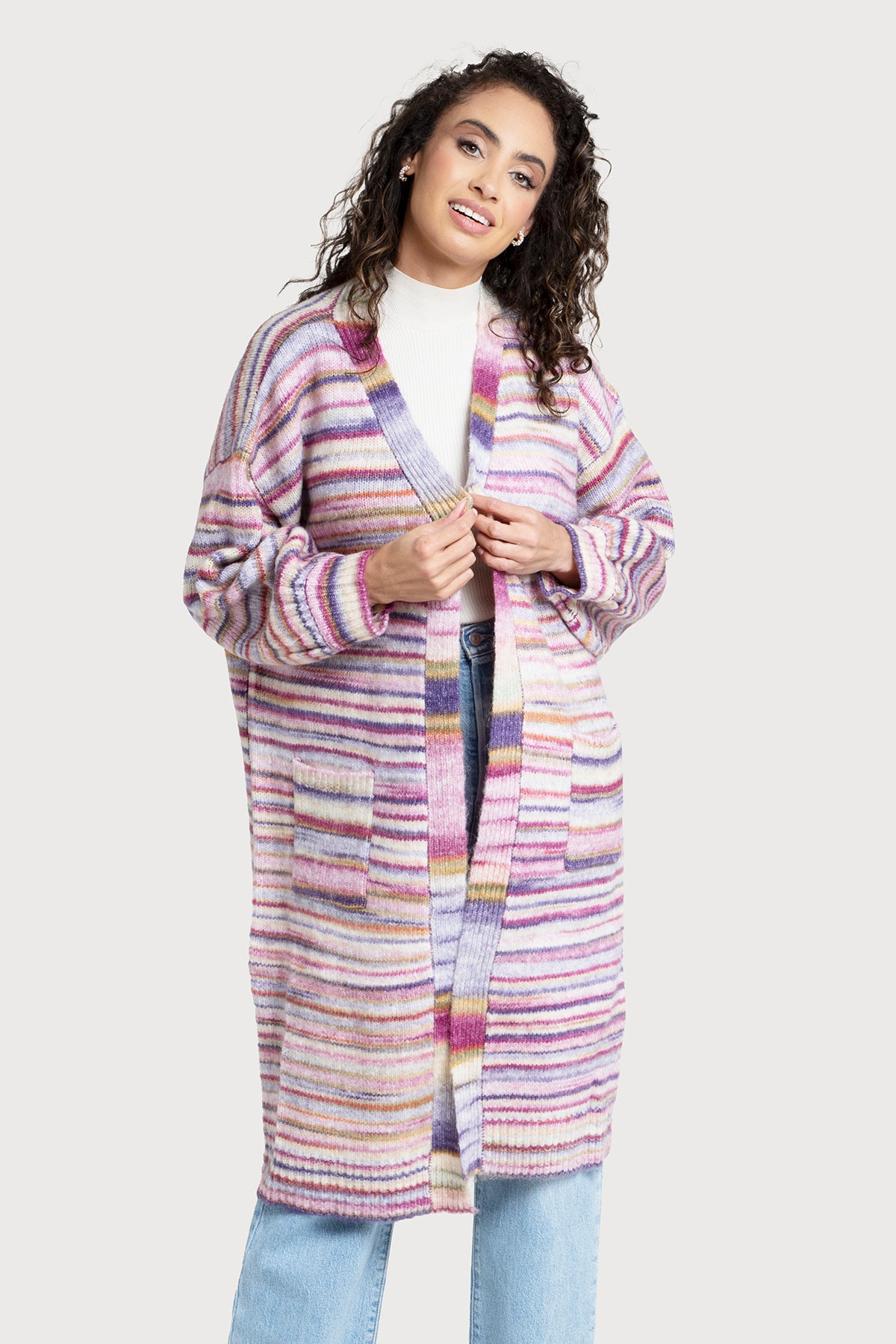 Stylish Horizontal Striped Long Cardigan Sweater for Women - Perfect for Fall Layering & Casual Outfits