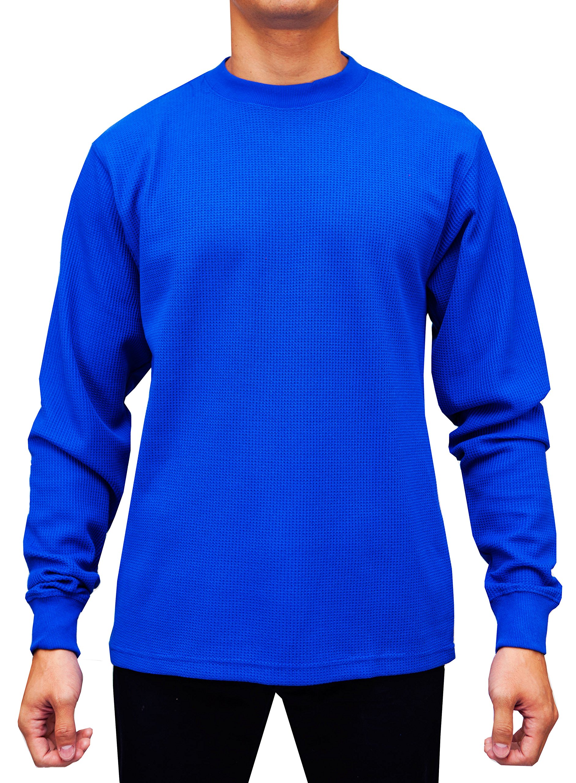 Heavyweight Men's Thermal Long Sleeve Shirt - Waffle Knit Crew Neck for Winter Warmth | Cold Weather Base Layer for Outdoor Work & Casual Wear