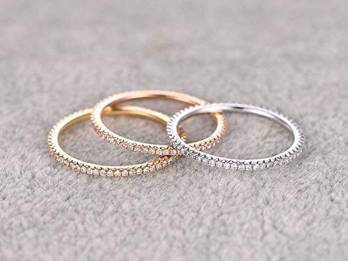 1.50 Carat 3-Piece Wedding Ring Set - 18k Gold Plated Straight Stackable Bands for Women - Perfect for Engagement, Anniversary, and Bridal Jewelry Gifts